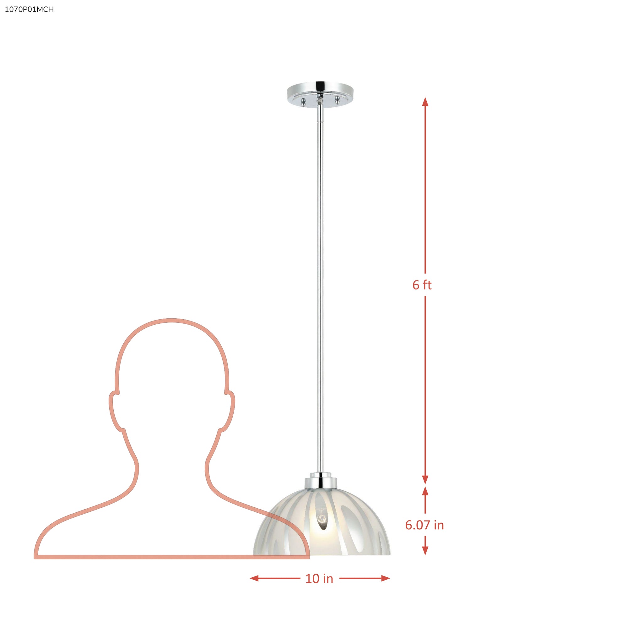 Chroman Empire 1 Light 10 in Dome Pendant - Chrome
