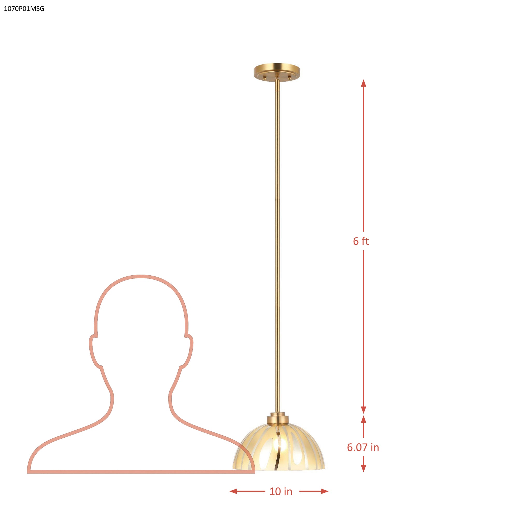 Chroman Empire 1 Light 10 in Dome Pendant - Gold