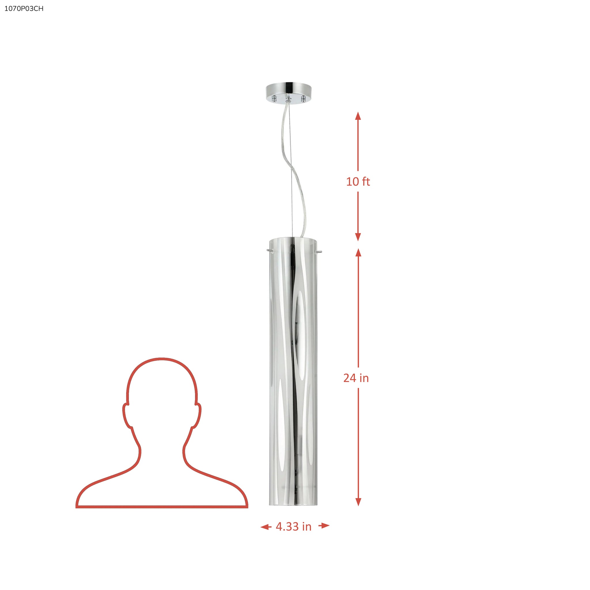 Chroman Empire 3 Light Tall Cylinder Pendant - Chrome