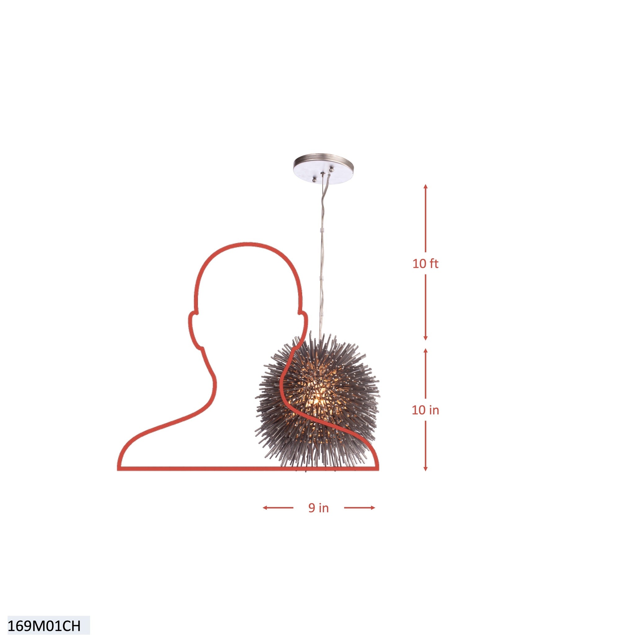 Urchin 1 Light Mini Pendant - Painted Chrome