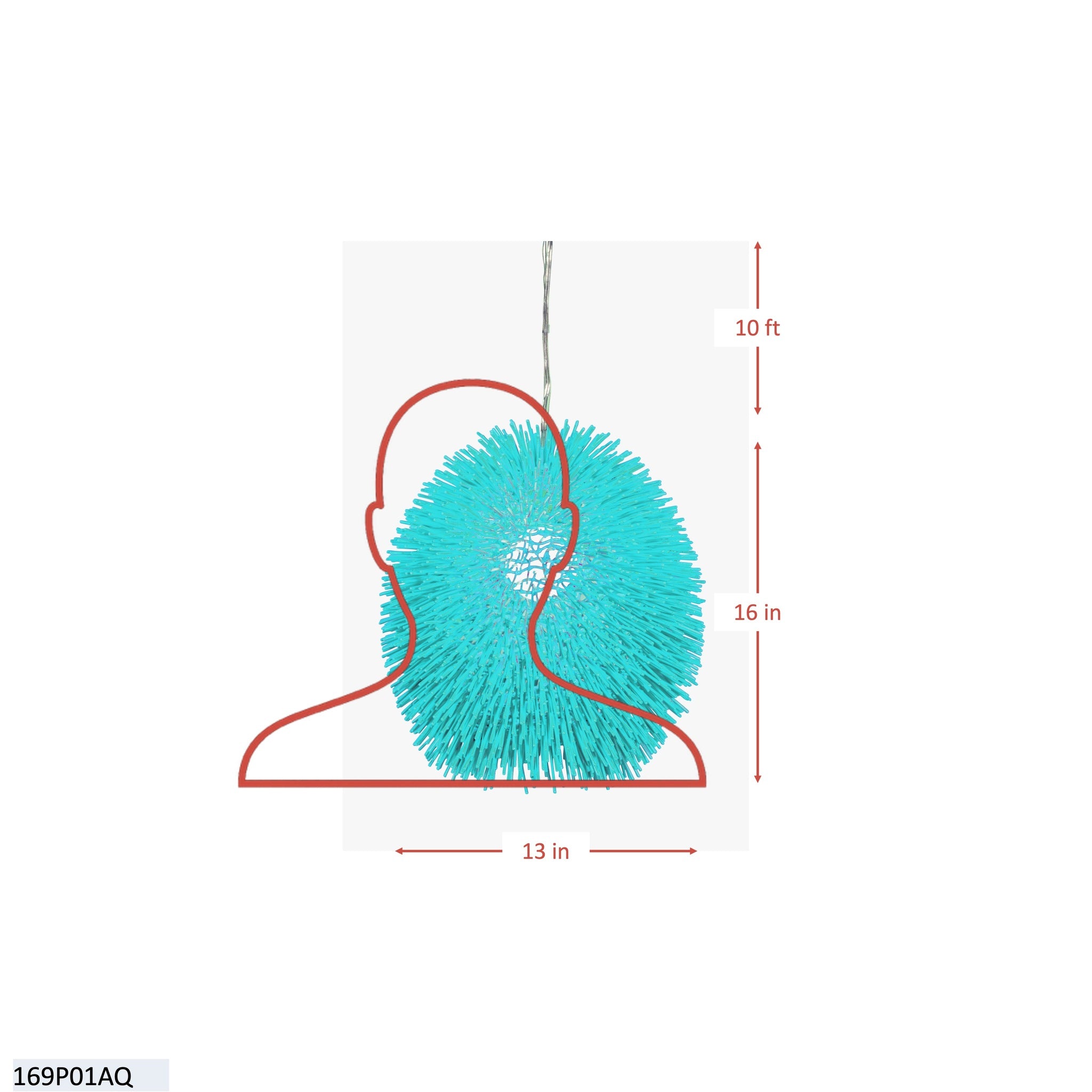 Urchin 1 Light Pendant - Aqua Velvet