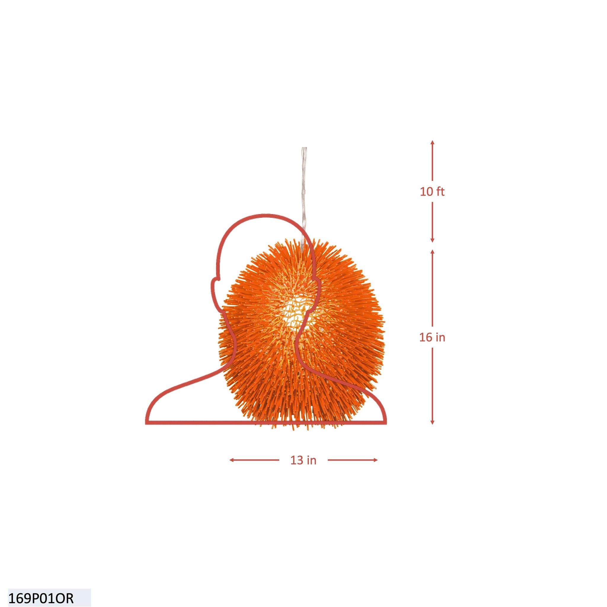 Urchin 1 Light Pendant - Electric Pumpkin