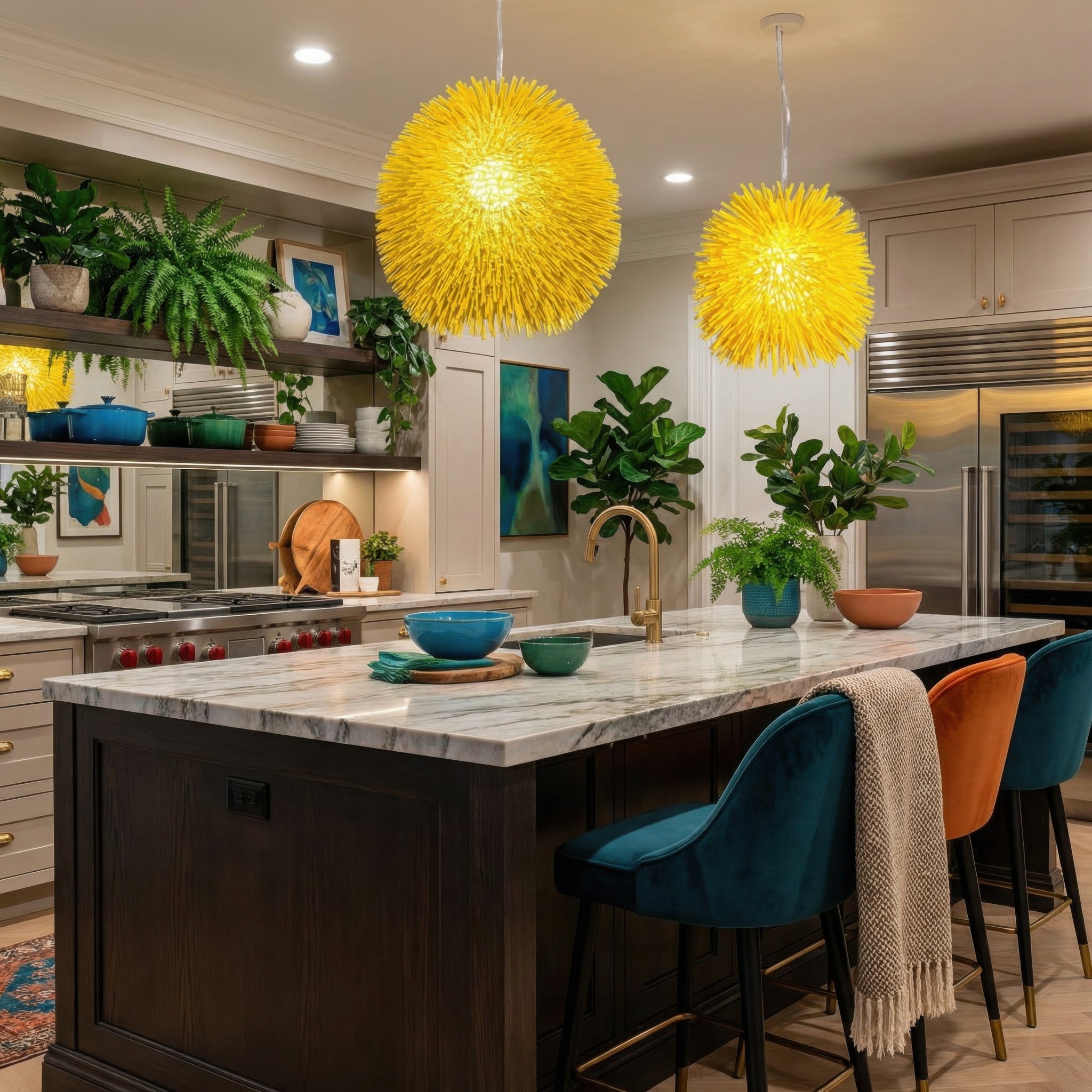 Urchin 1 Light Pendant - Un-Mellow Yellow