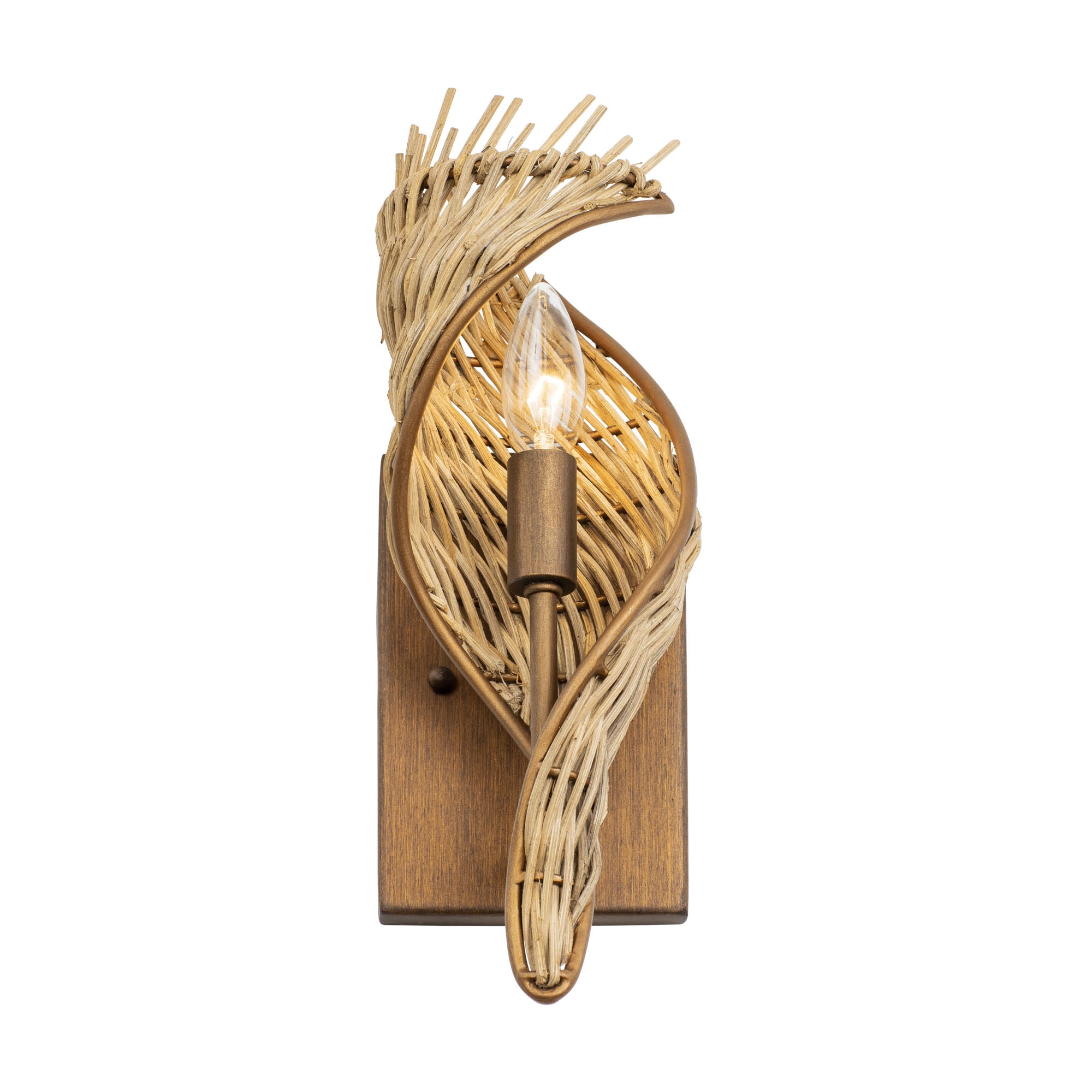 Flow 1 Light Left Sconce - Baguette/Natural Rattan