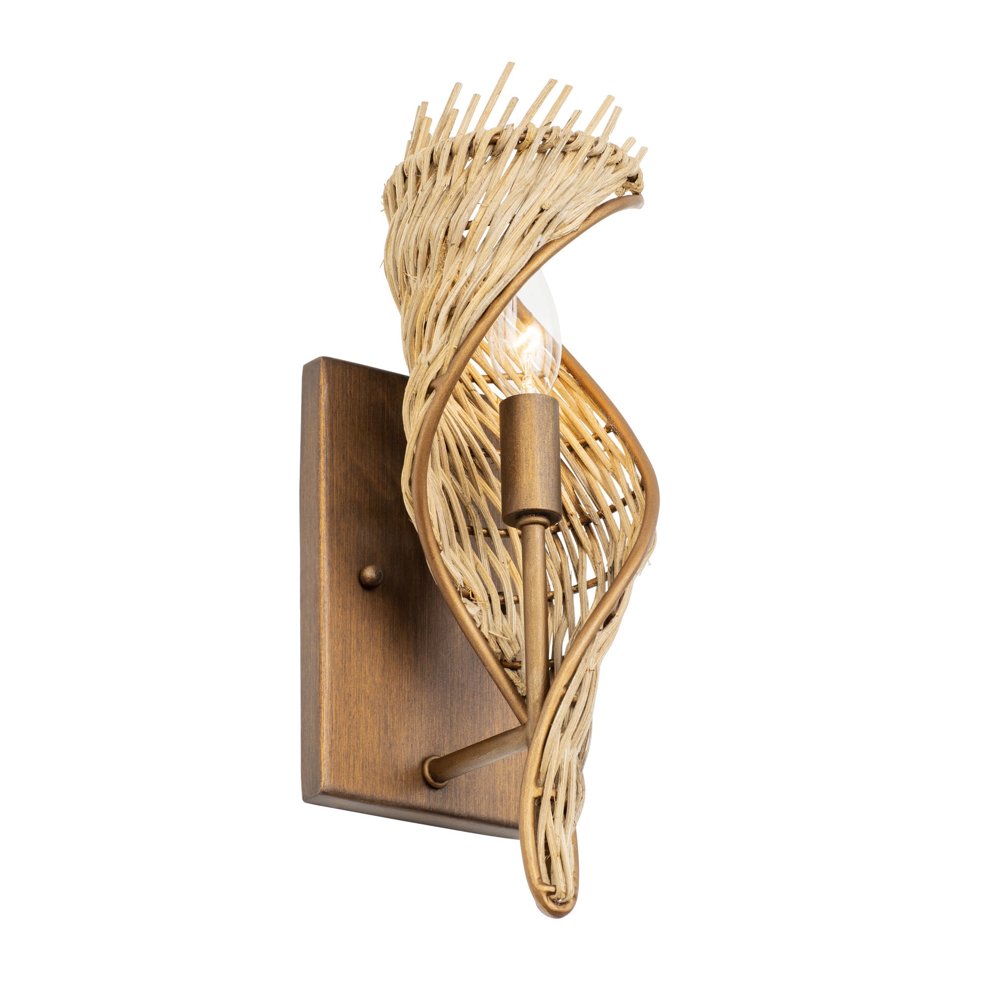 Flow 1 Light Left Sconce - Baguette/Natural Rattan