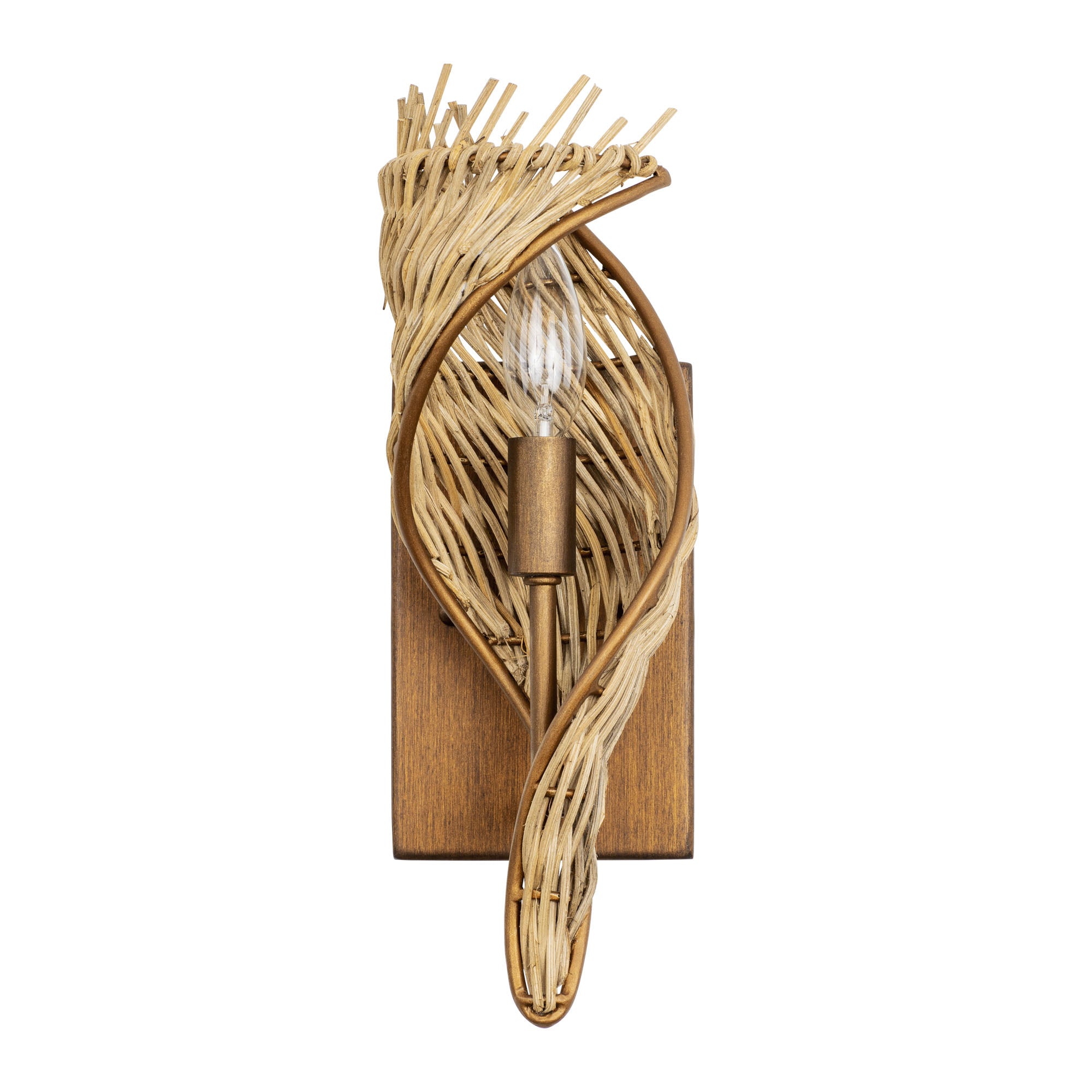 Flow 1 Light Left Sconce - Baguette/Natural Rattan