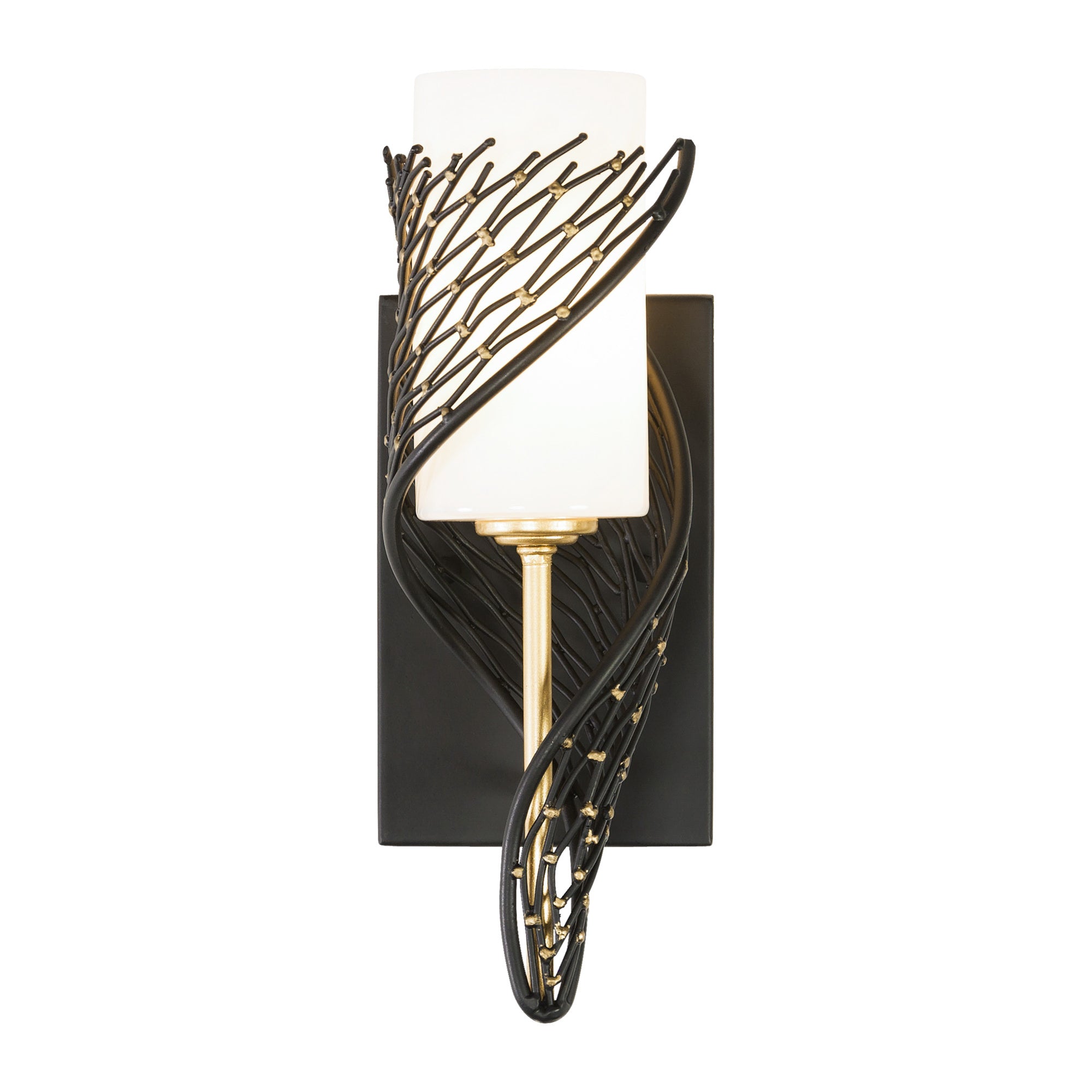 Flow 1 Light Left Sconce - Matte Black/French Gold