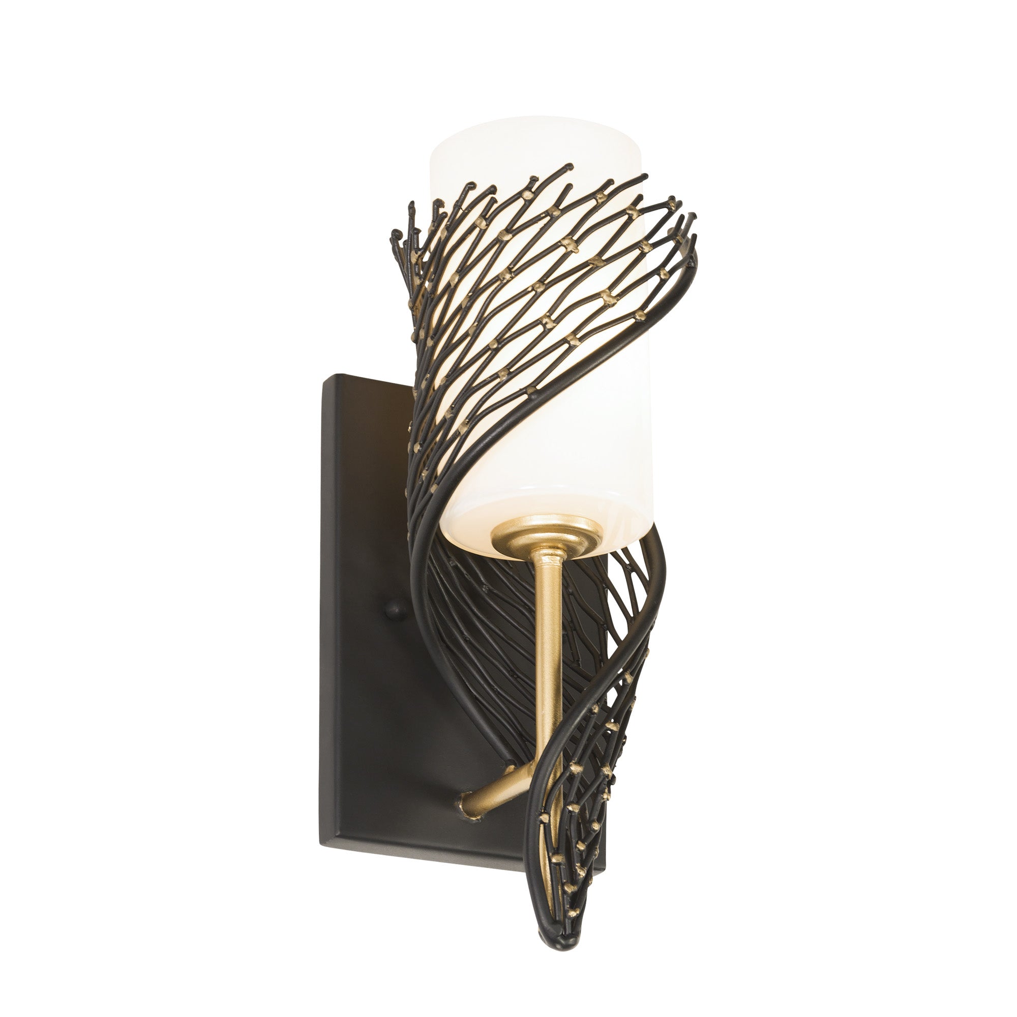 Flow 1 Light Left Sconce - Matte Black/French Gold