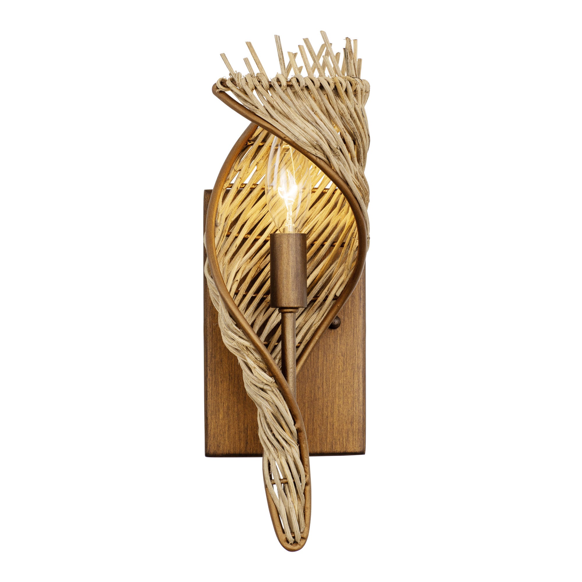 Flow 1 Light Right Sconce - Baguette/Natural Rattan