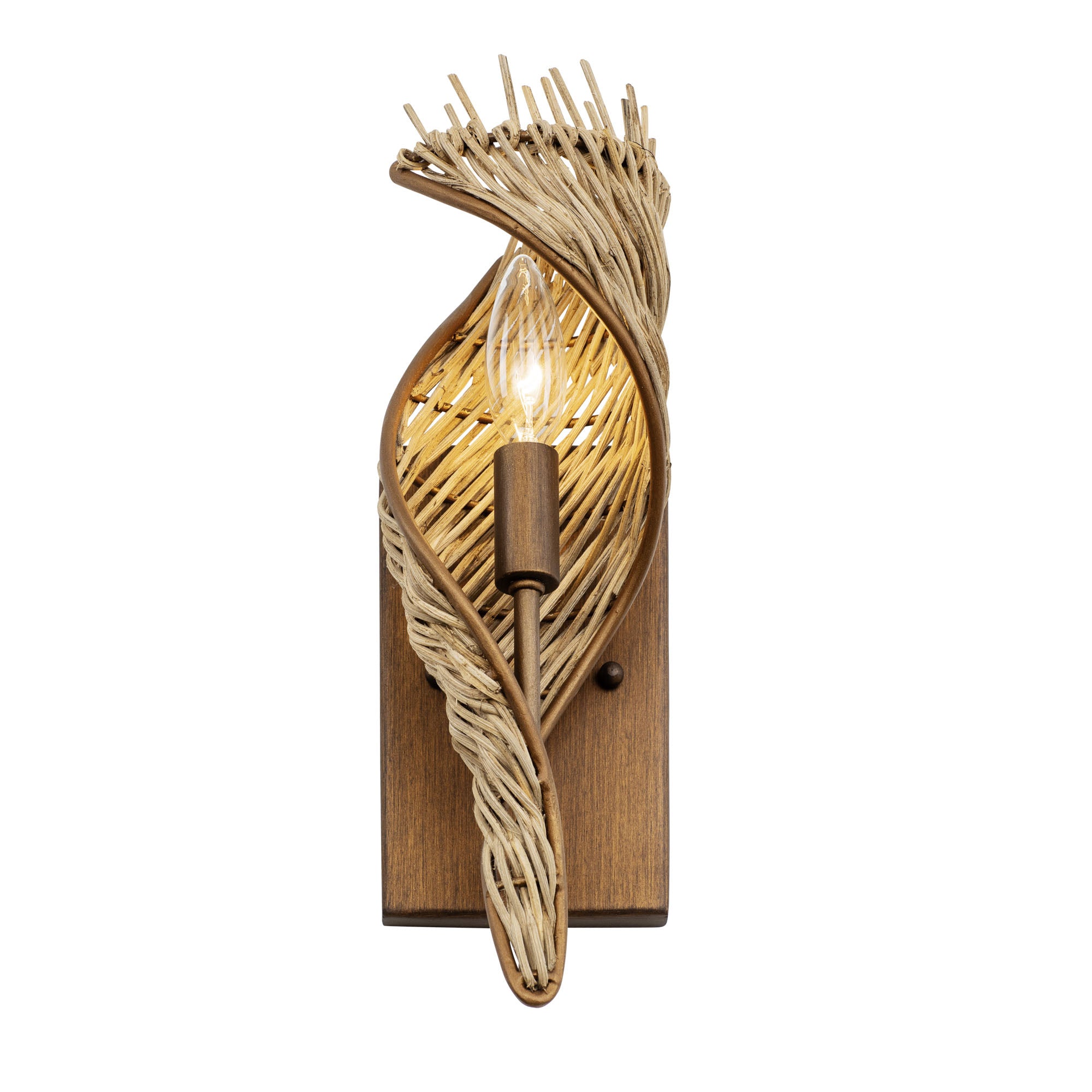 Flow 1 Light Right Sconce - Baguette/Natural Rattan