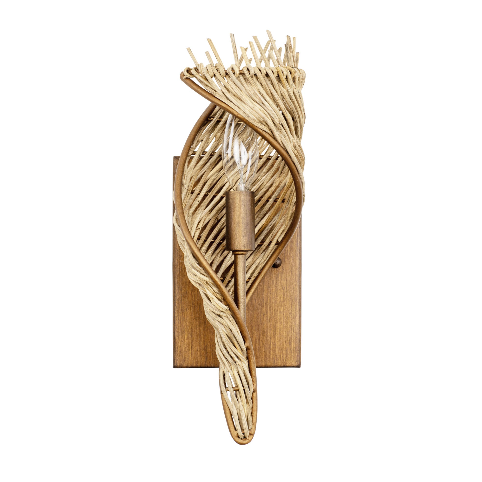 Flow 1 Light Right Sconce - Baguette/Natural Rattan