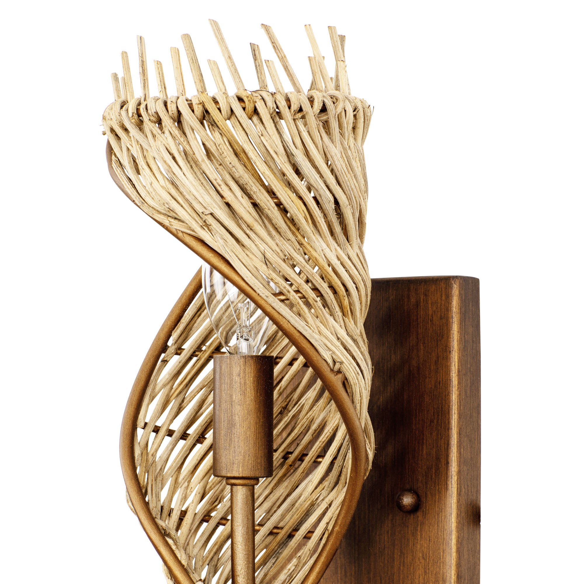 Flow 1 Light Right Sconce - Baguette/Natural Rattan