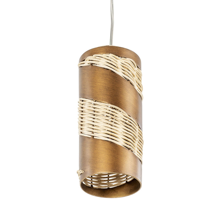 Flow 240M01BTR 1-Lt Cylinder Mini Pendant Light - Baguette/Natural Rattan