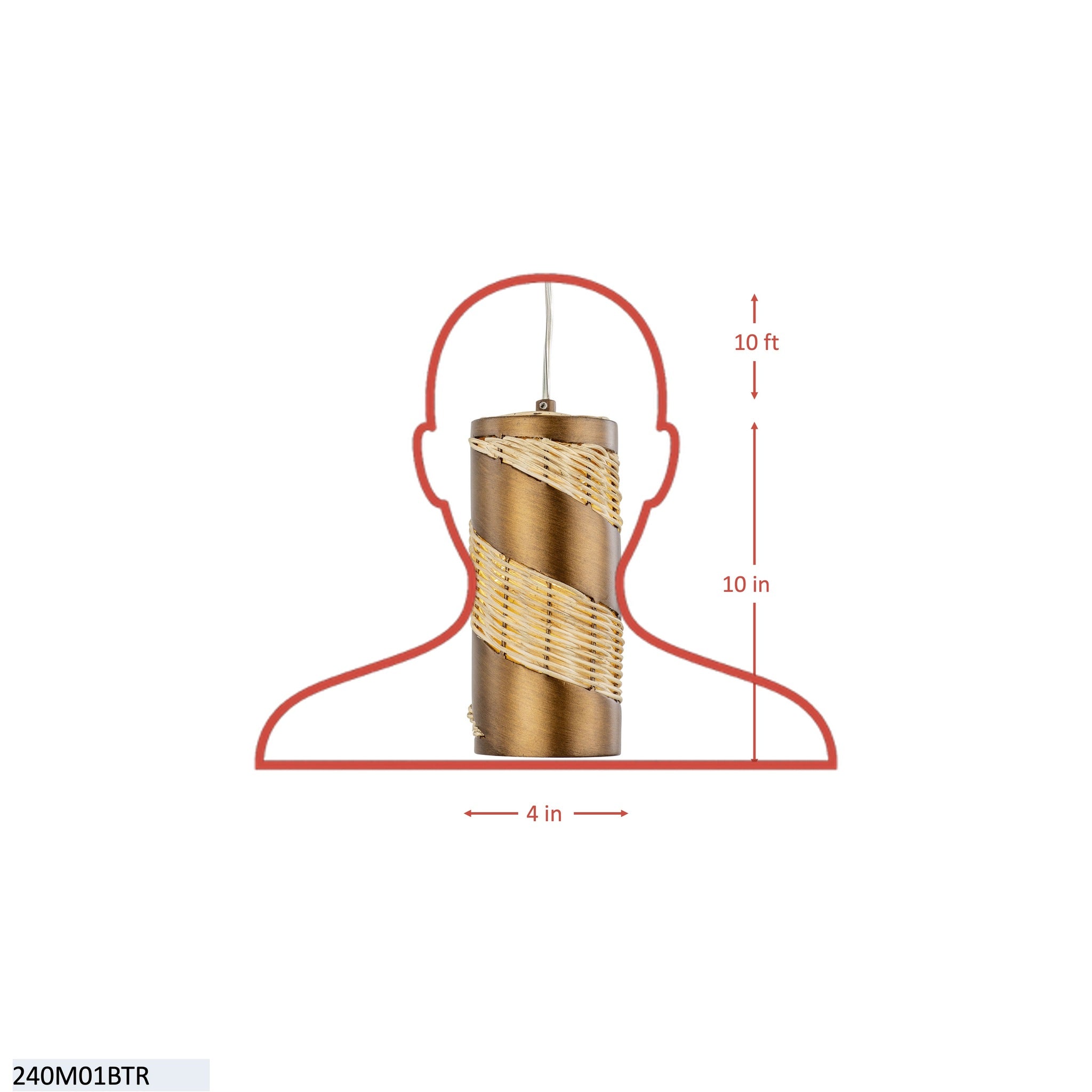 Flow 1 Light Cylinder Mini Pendant - Baguette/Natural Rattan