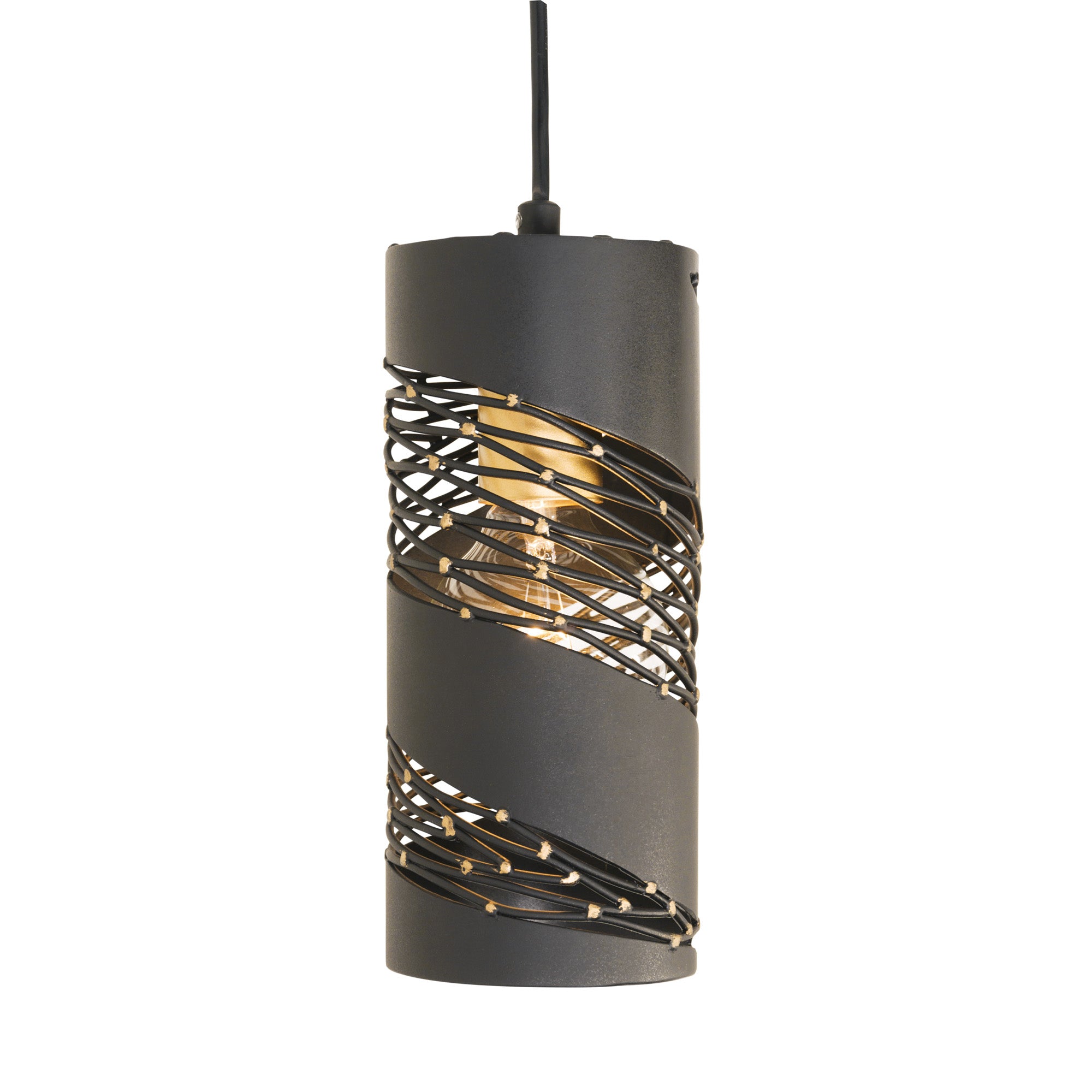 Flow 1-Light Cylinder Mini Pendant - Matte Black/French Gold