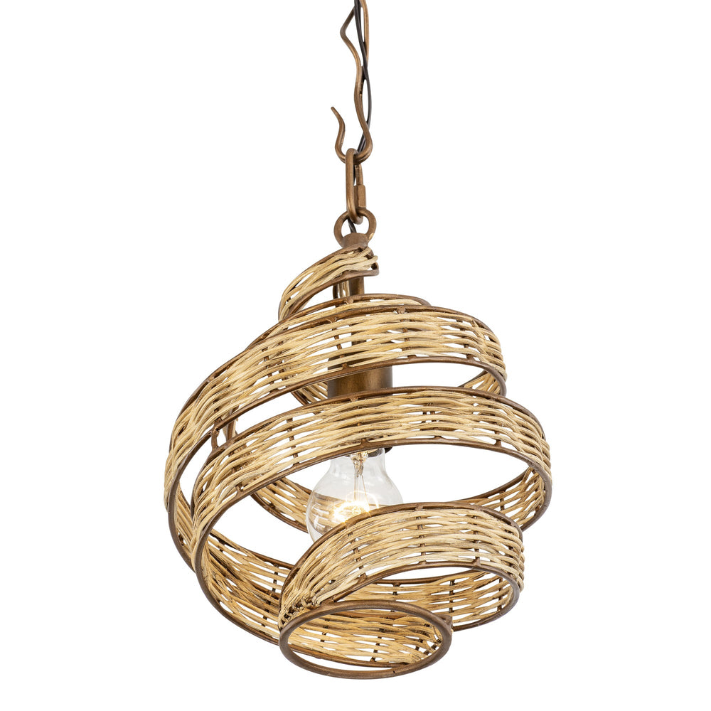 Flow 240P01BTR 1-Lt Twist Pendant Light - Baguette/Natural Rattan