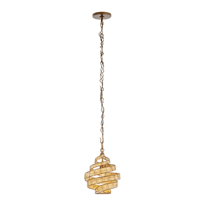 Flow 240P01BTR 1-Lt Twist Pendant Light - Baguette/Natural Rattan