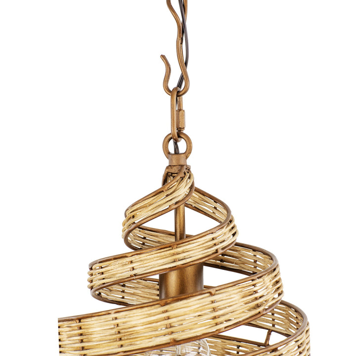 Flow 240P01BTR 1-Lt Twist Pendant Light - Baguette/Natural Rattan