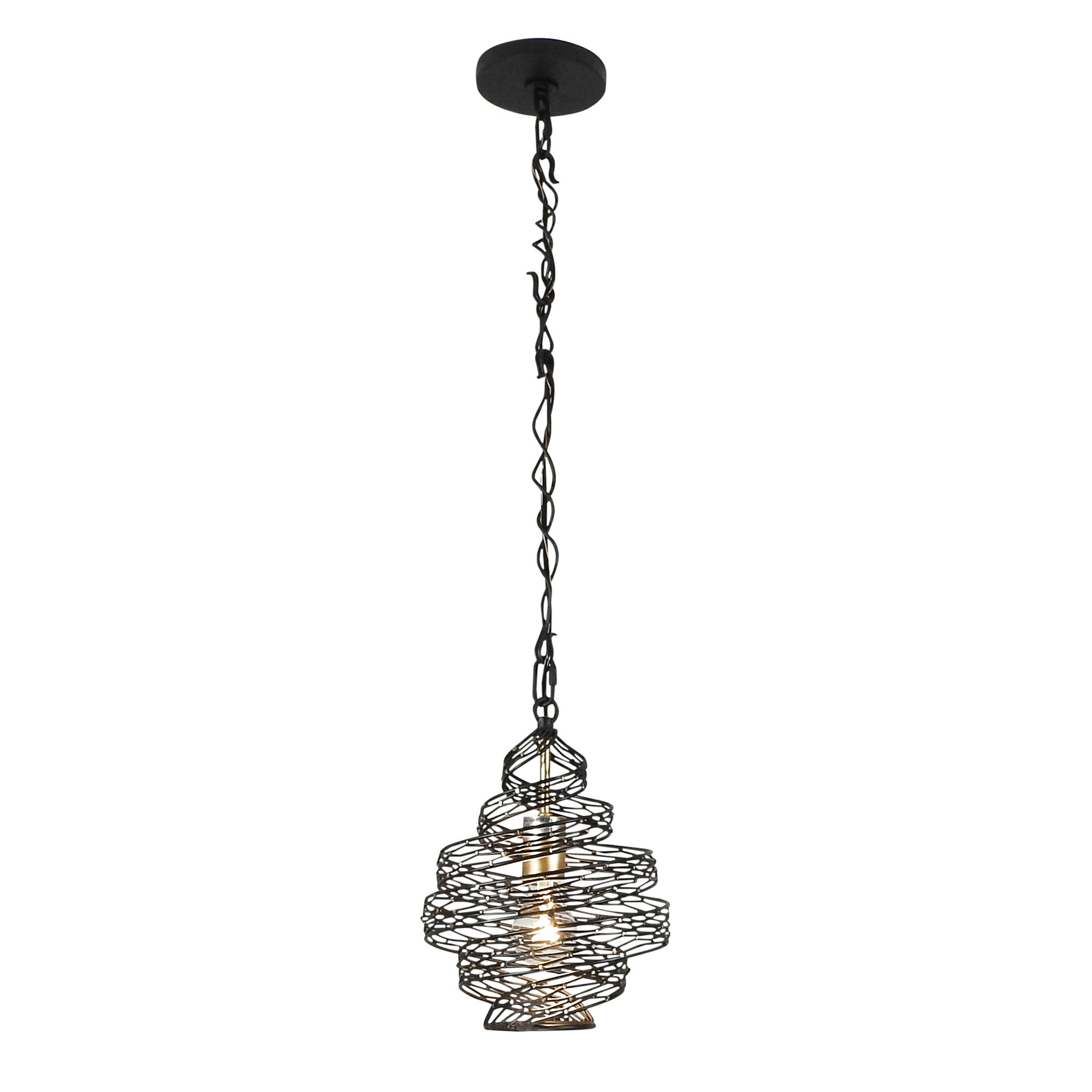 Flow 1 Light Twist Mini Pendant - Matte Black/French Gold