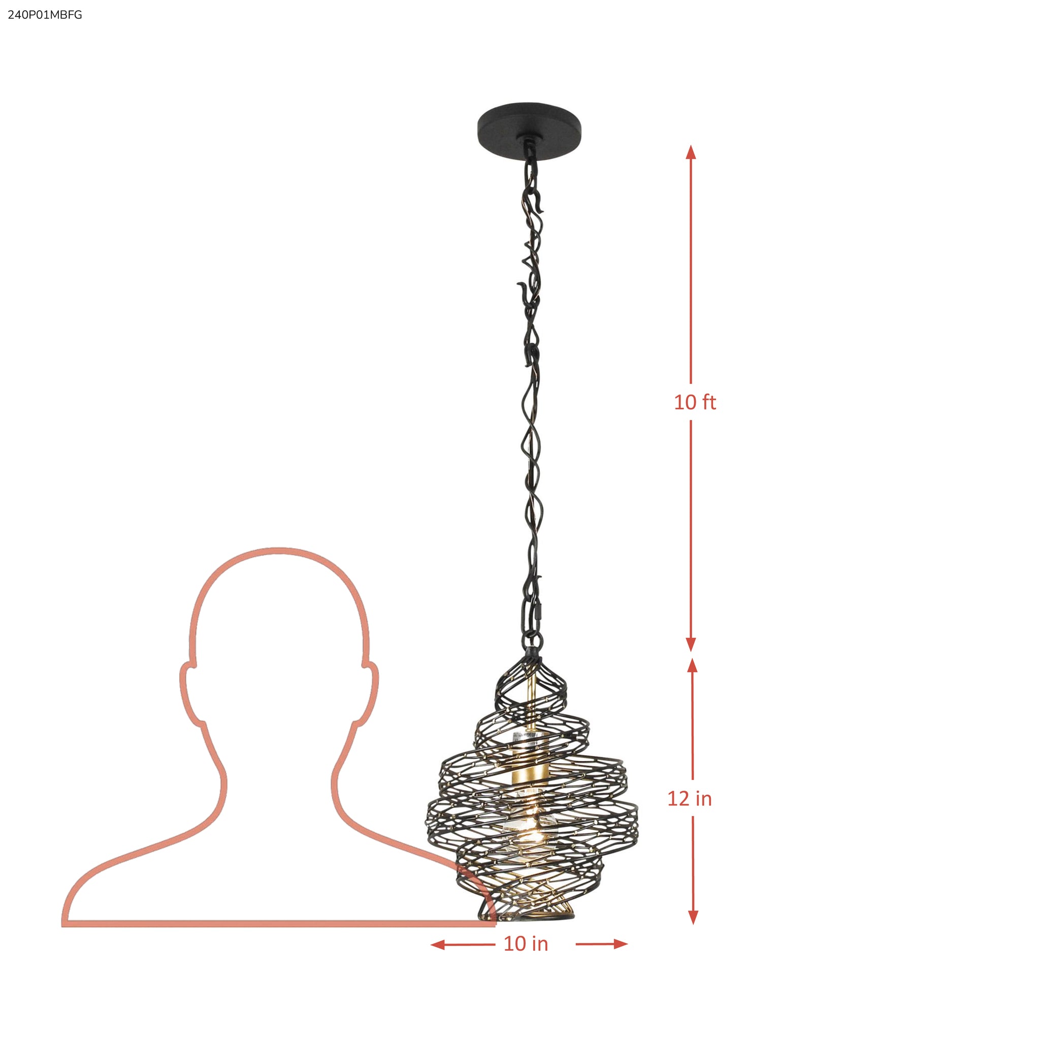 Flow 1 Light Twist Mini Pendant - Hammered Ore