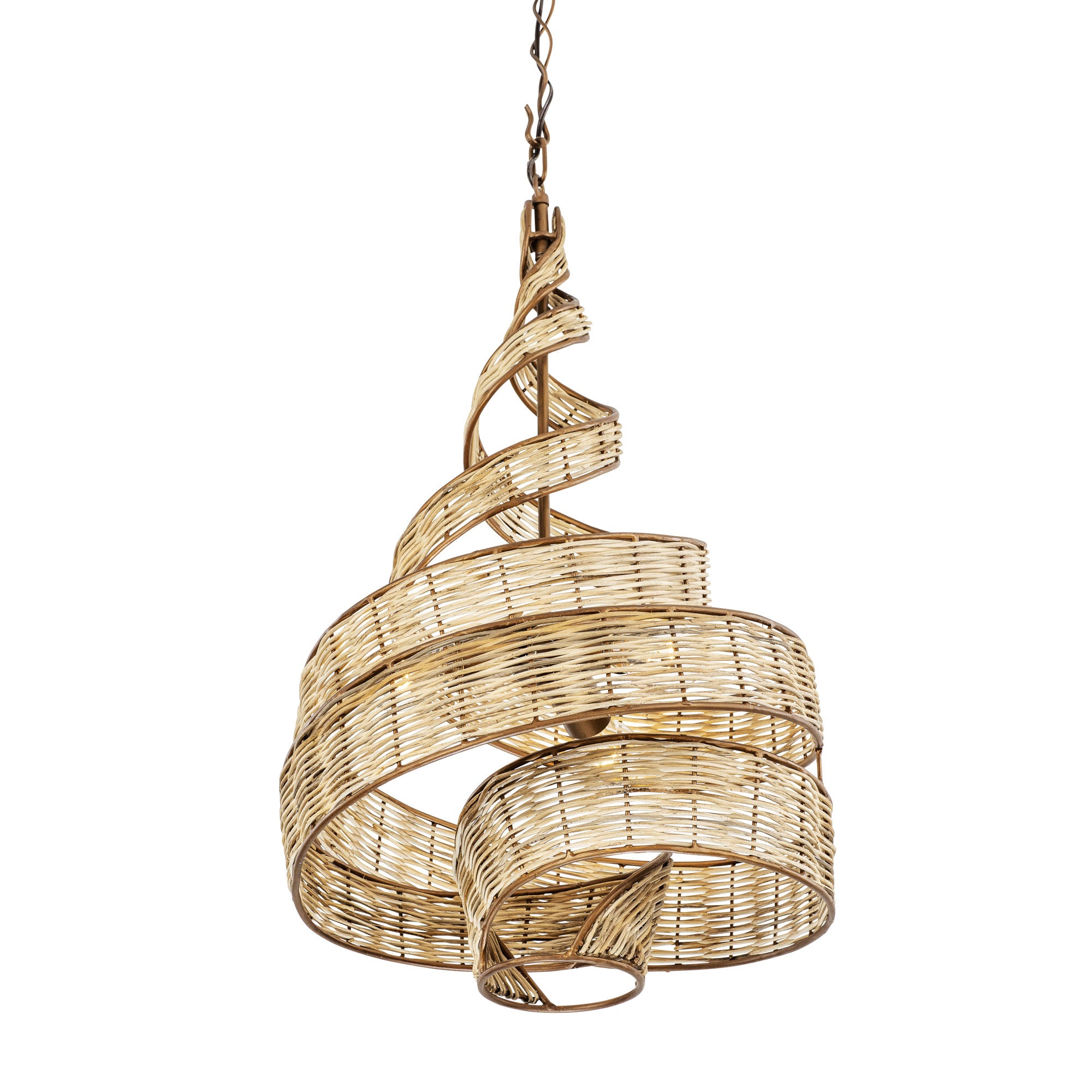 Flow 3 Light Twist Pendant - Baguette/Natural Rattan