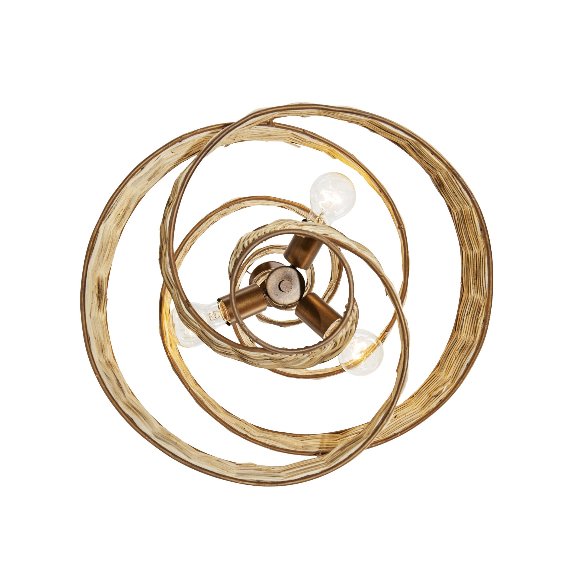 Flow 3 Light Twist Pendant - Baguette/Natural Rattan
