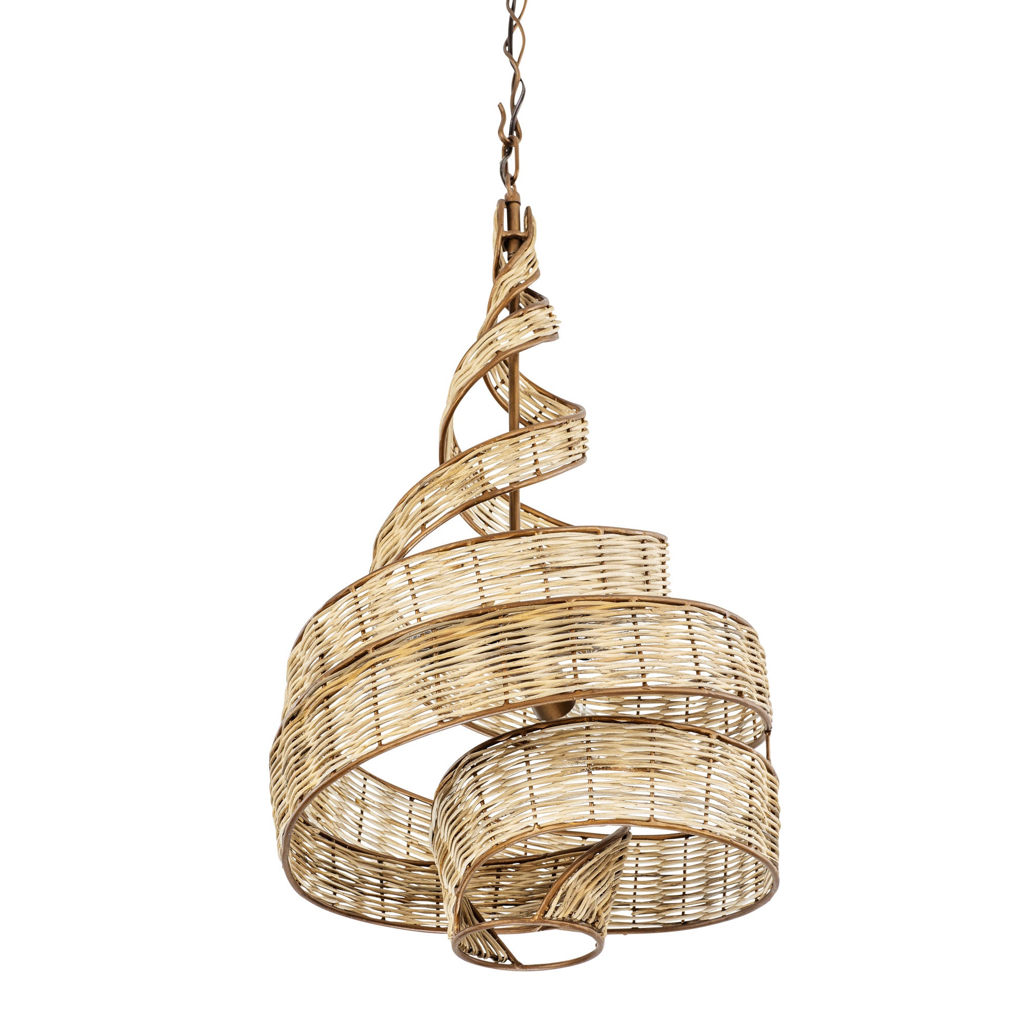 Flow 3 Light Twist Pendant - Baguette/Natural Rattan