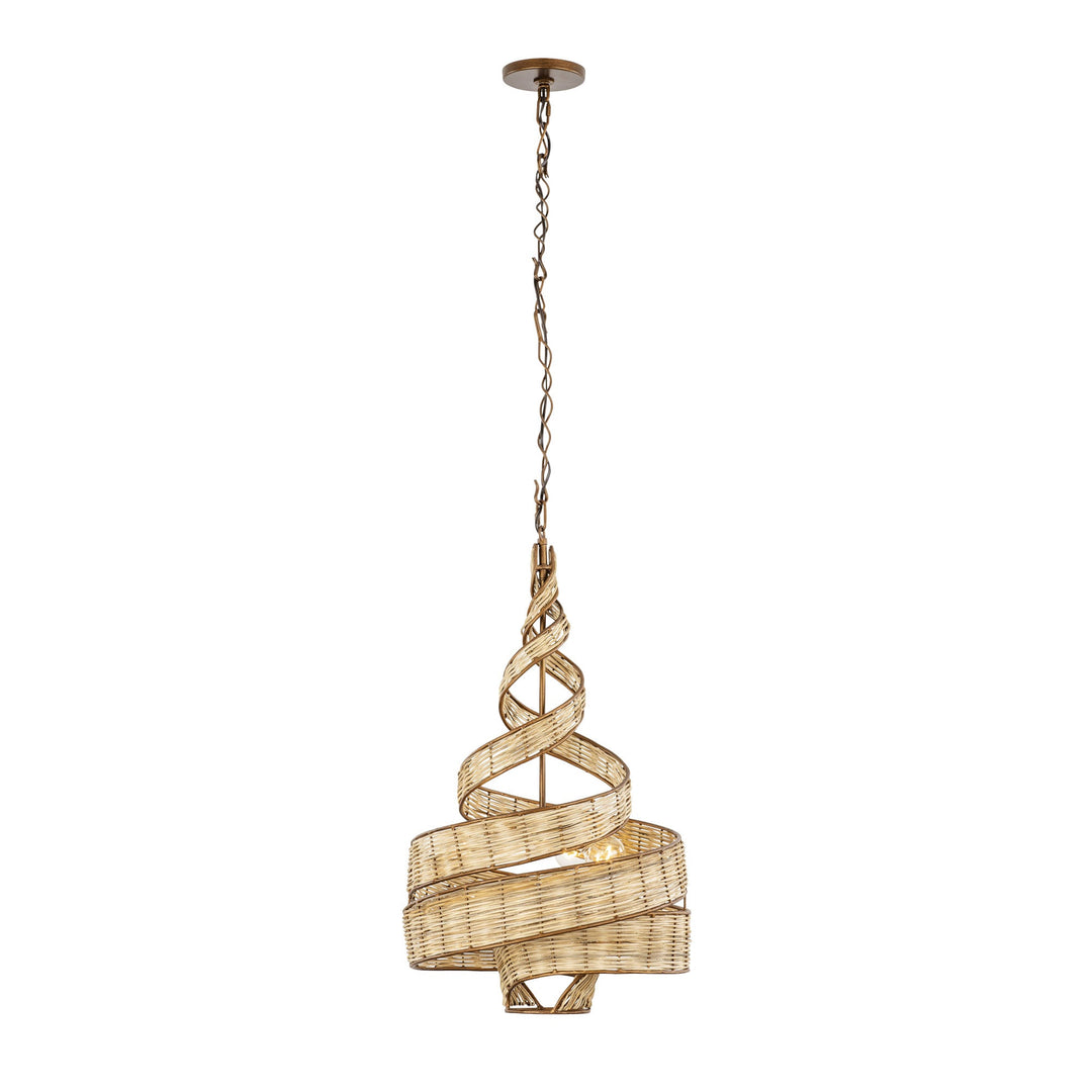 Flow 240P03BTR 3-Lt Twist Pendant Light - Baguette/Natural Rattan