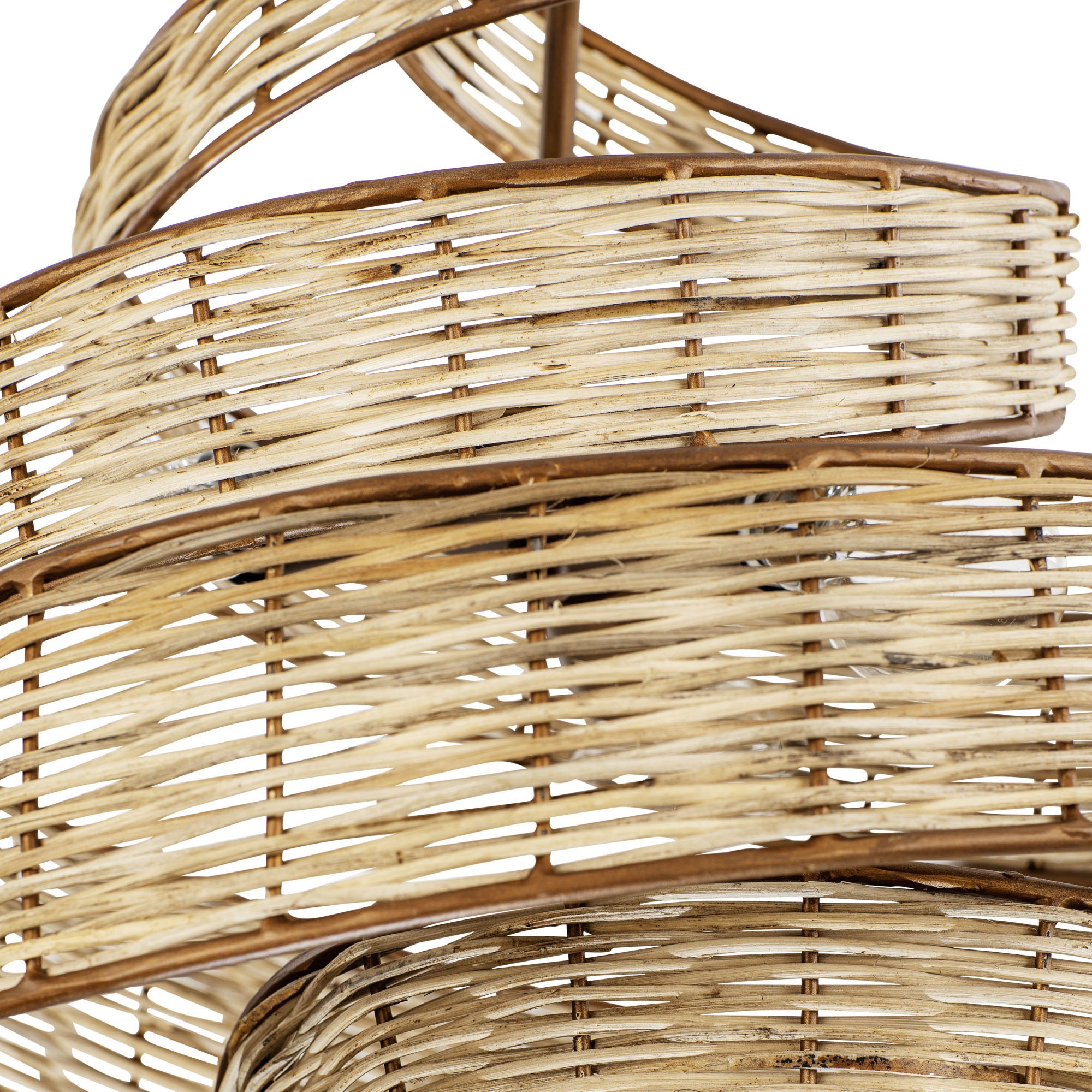 Flow 3 Light Twist Pendant - Baguette/Natural Rattan