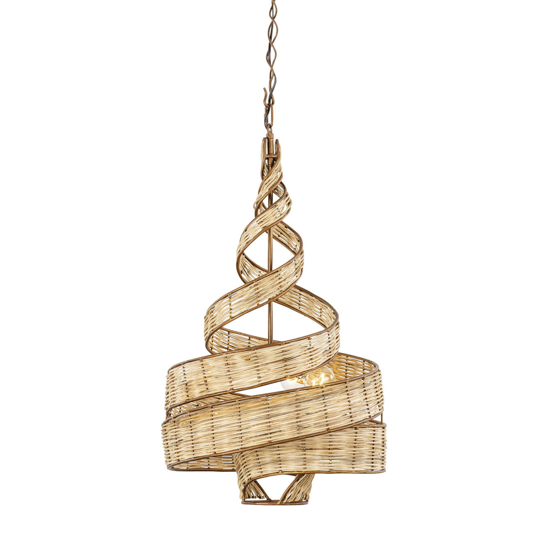 Flow 240P03BTR 3-Lt Twist Pendant Light - Baguette/Natural Rattan