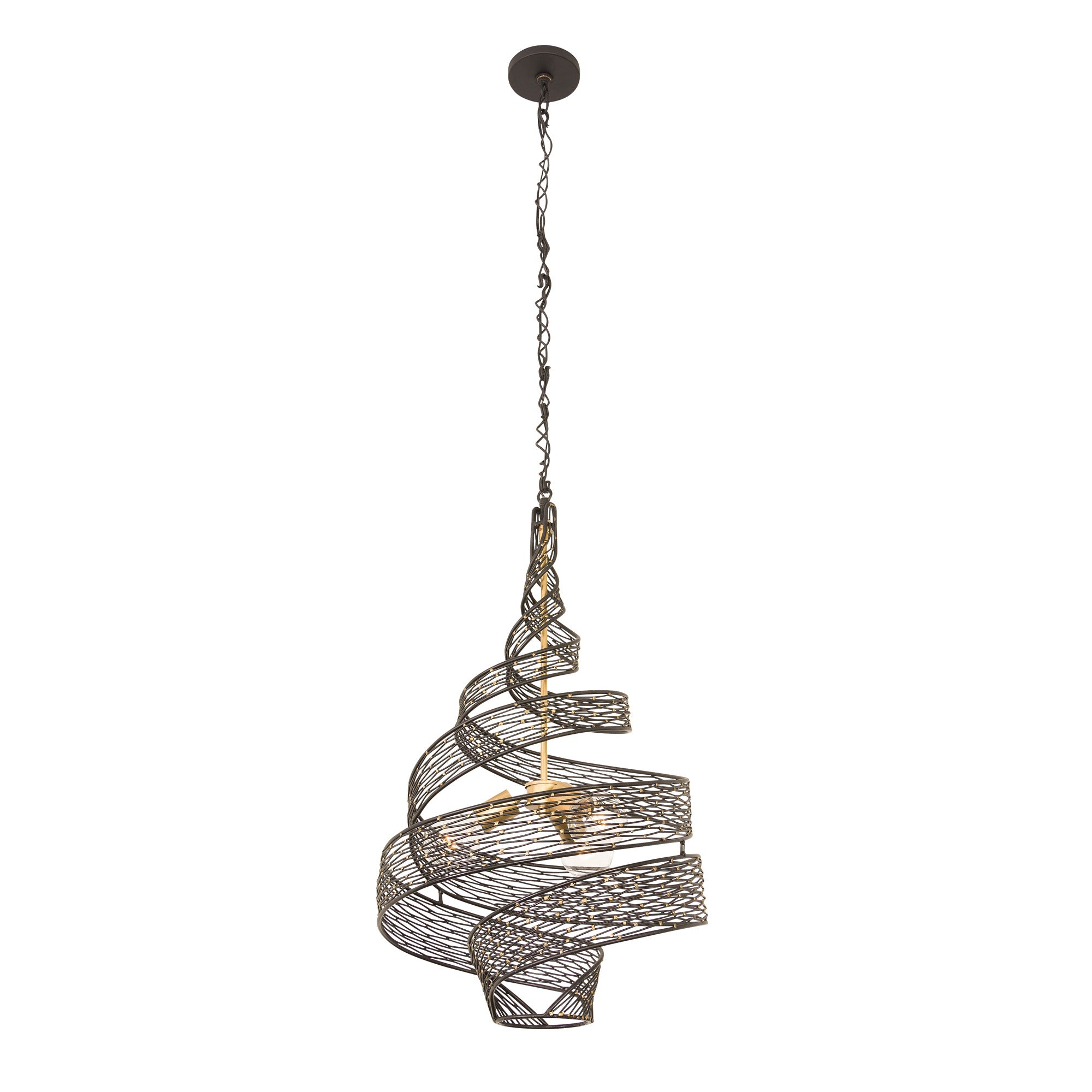 Flow 3 Light Twist Pendant - Matte Black/French Gold