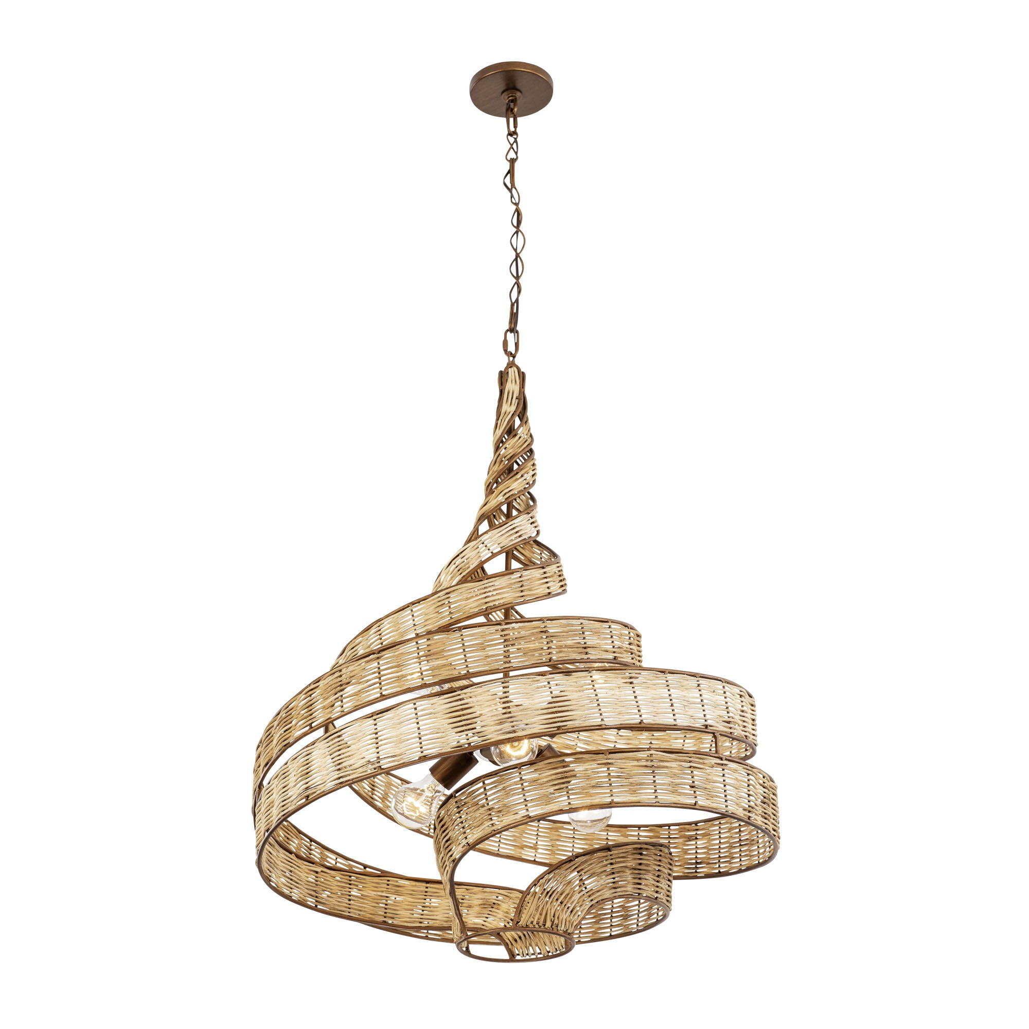 Flow 6 Light Twist Pendant - Baguette/Natural Rattan