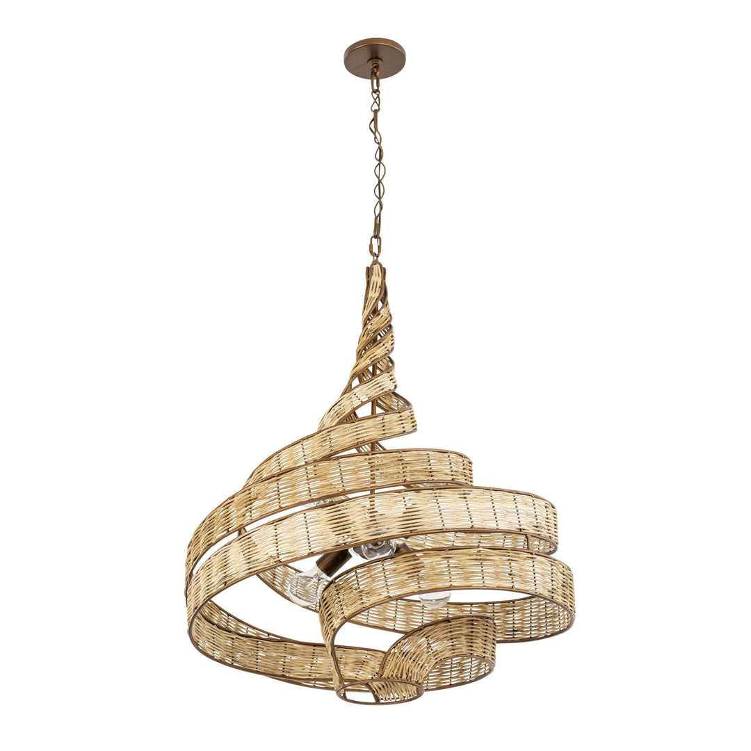 Flow 240P06BTR 6-Lt Twist Pendant Light - Baguette/Natural Rattan