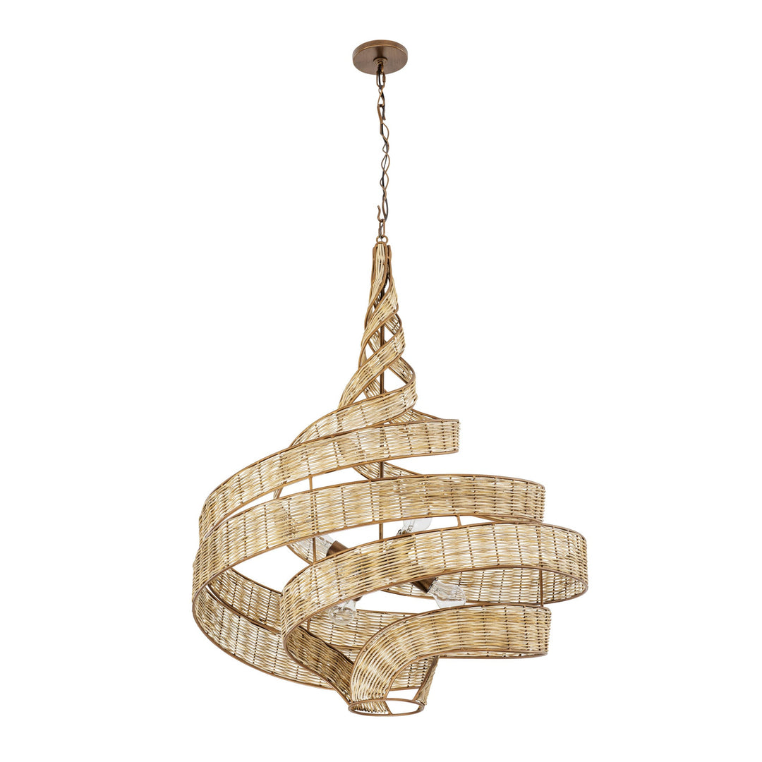 Flow 240P06LBTR 6-Lt Large Twist Pendant Light - Baguette/Natural Rattan