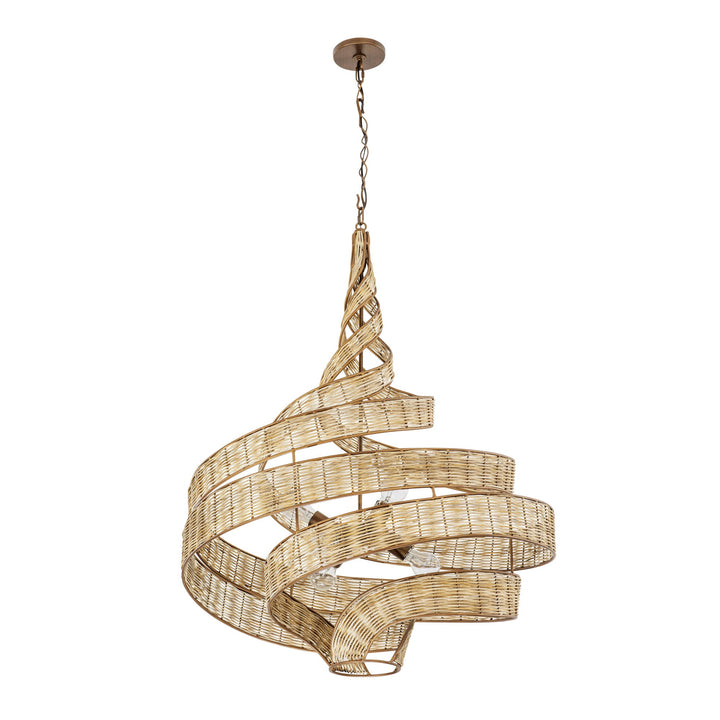 Flow 240P06LBTR 6-Lt Large Twist Pendant Light - Baguette/Natural Rattan