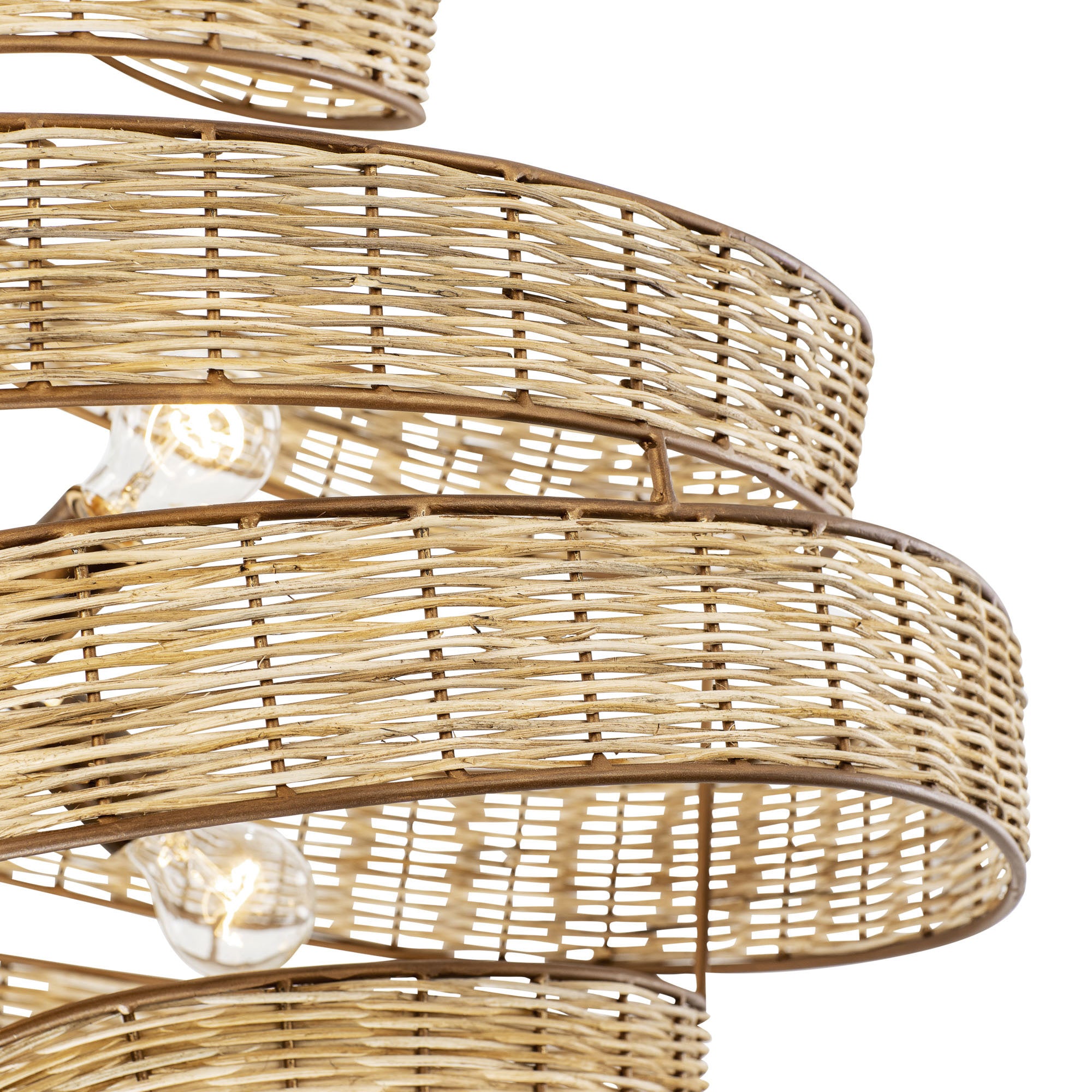 Flow 6 Light Large Twist Pendant - Baguette/Natural Rattan