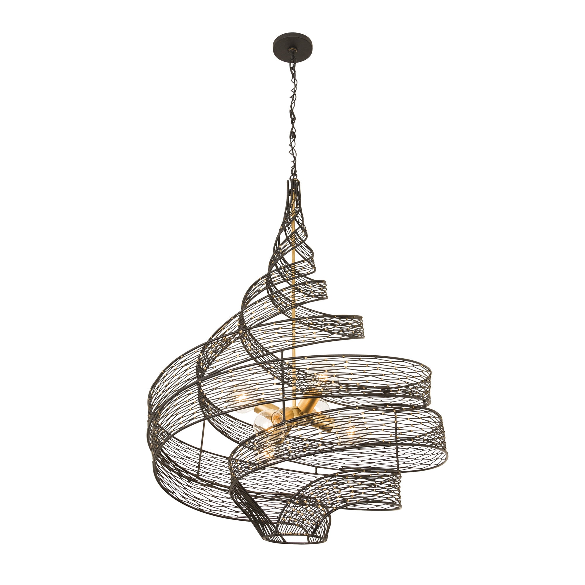 Flow 6 Light Twist Pendant - Matte Black/French Gold