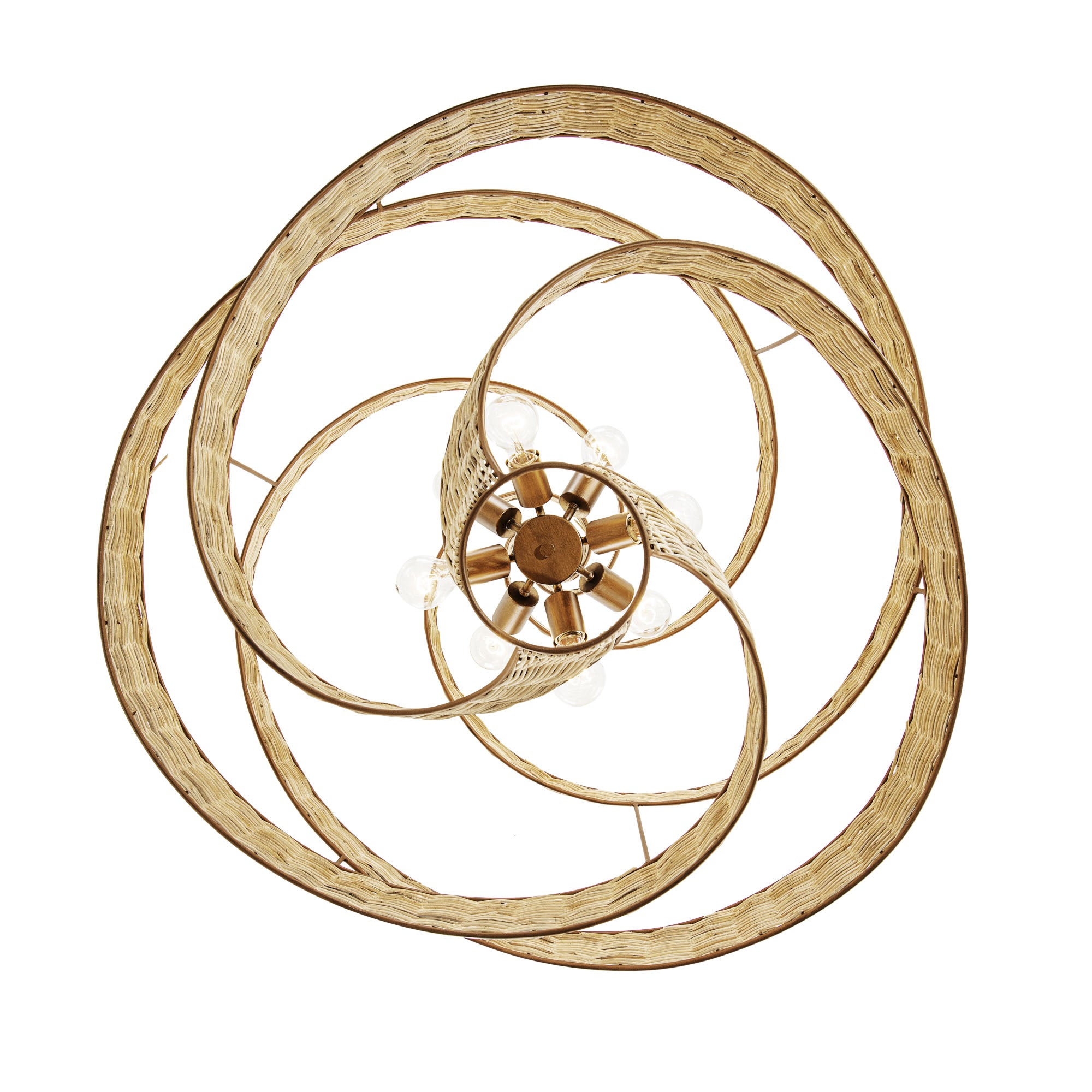 Flow 8 Light Twist Pendant - Baguette/Natural Rattan