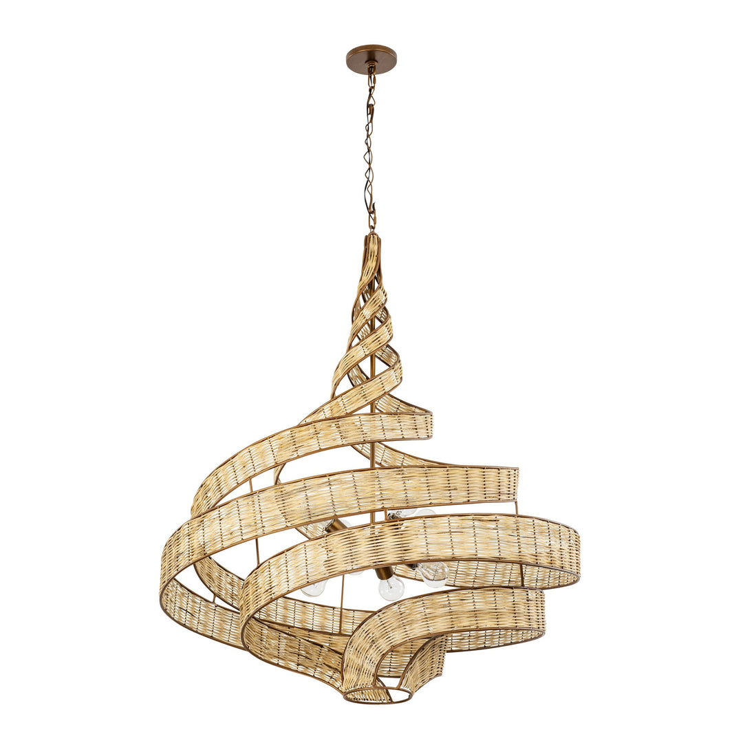 Flow 240P08BTR 8-Lt Twist Pendant Light - Baguette/Natural Rattan