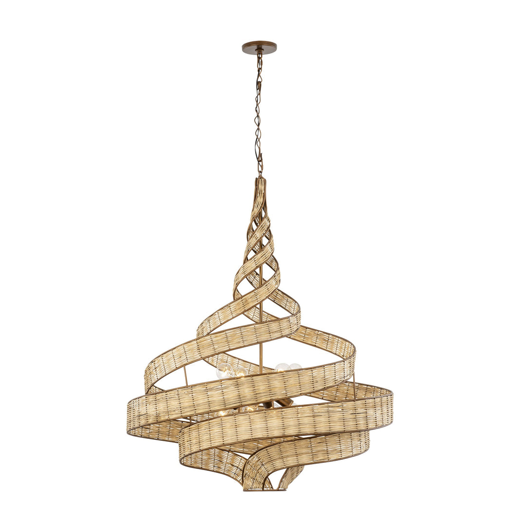 Flow 240P08BTR 8-Lt Twist Pendant Light - Baguette/Natural Rattan