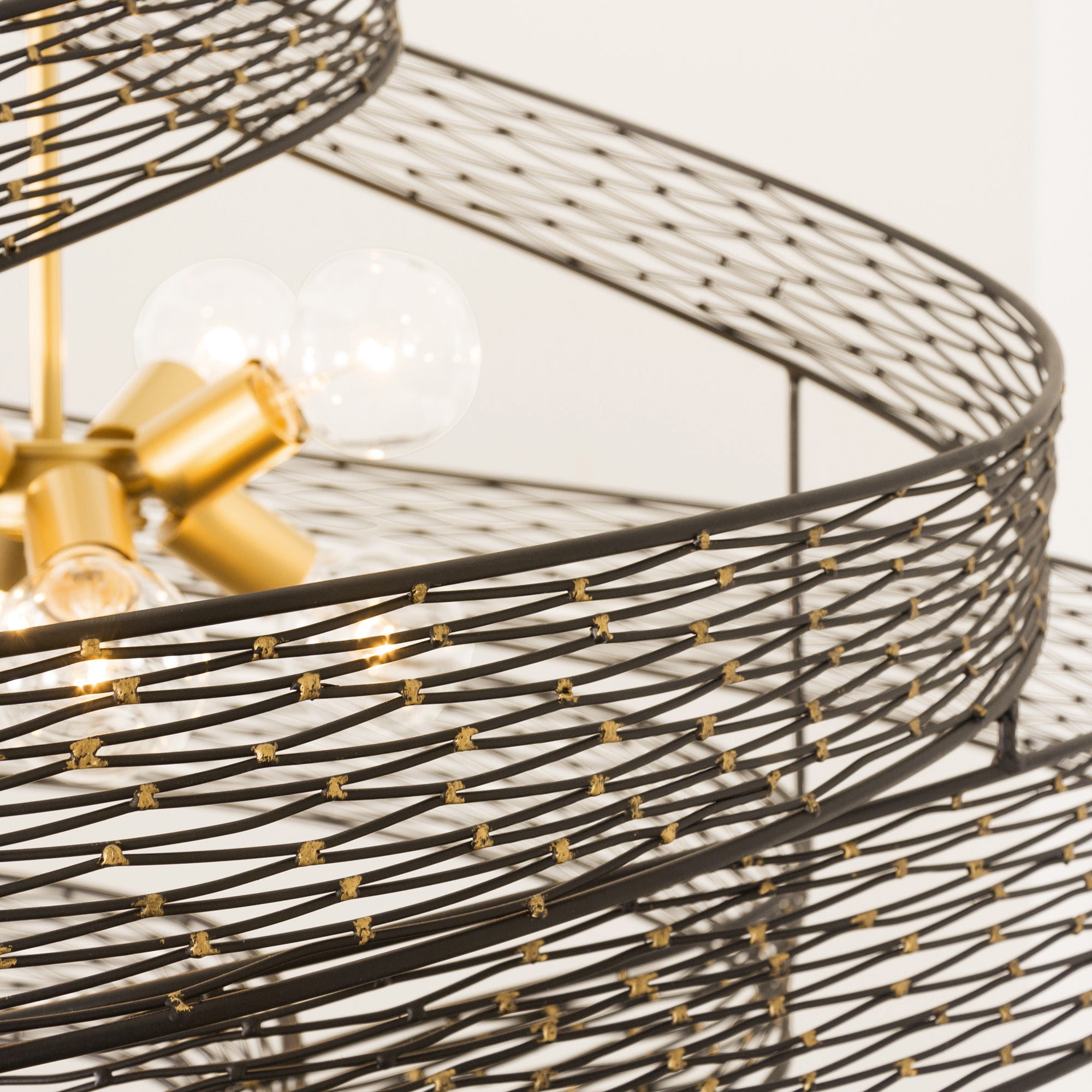 Flow 8 Light Twist Pendant - Matte Black/French Gold