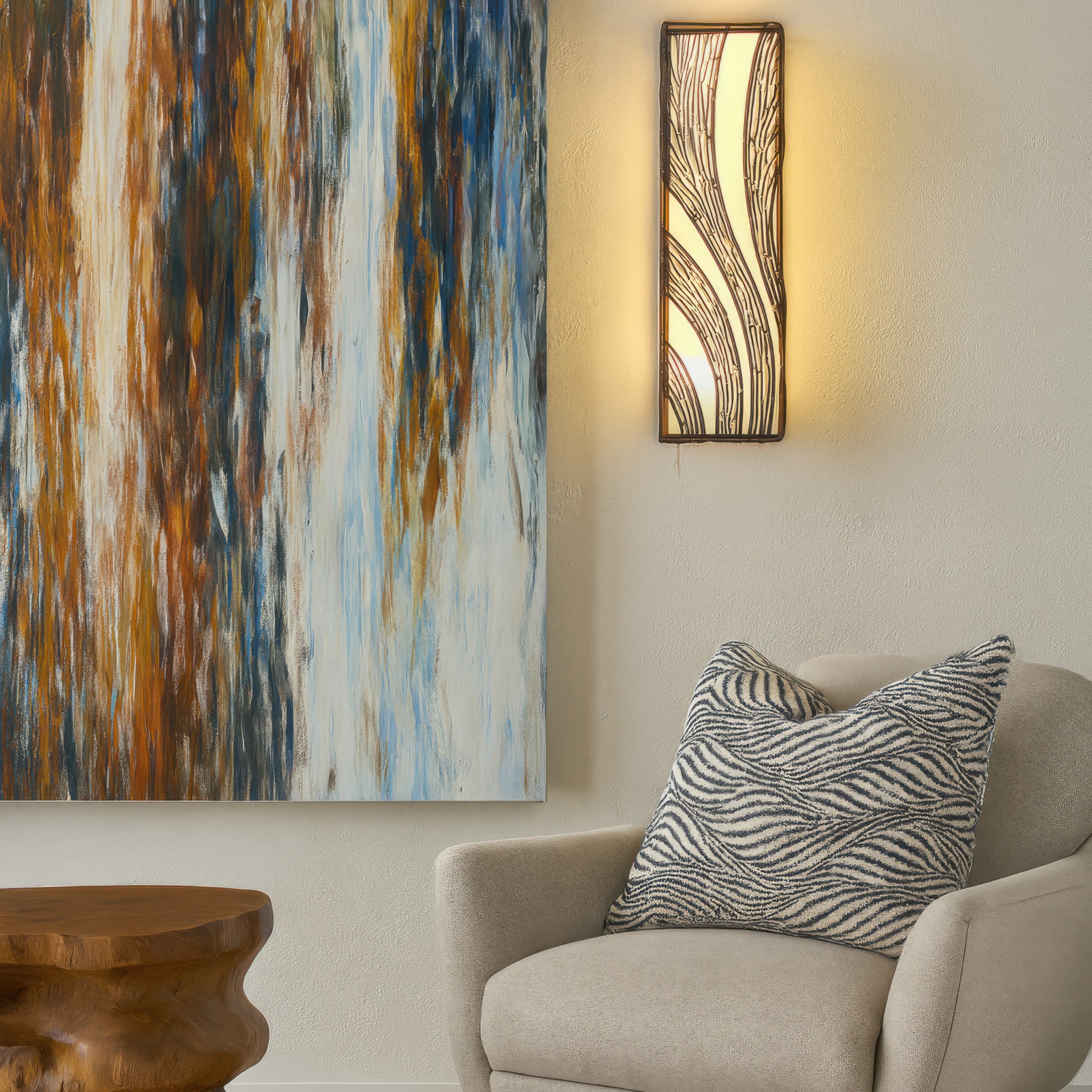 Flow 3 Light Vertical Sconce - Hammered Ore