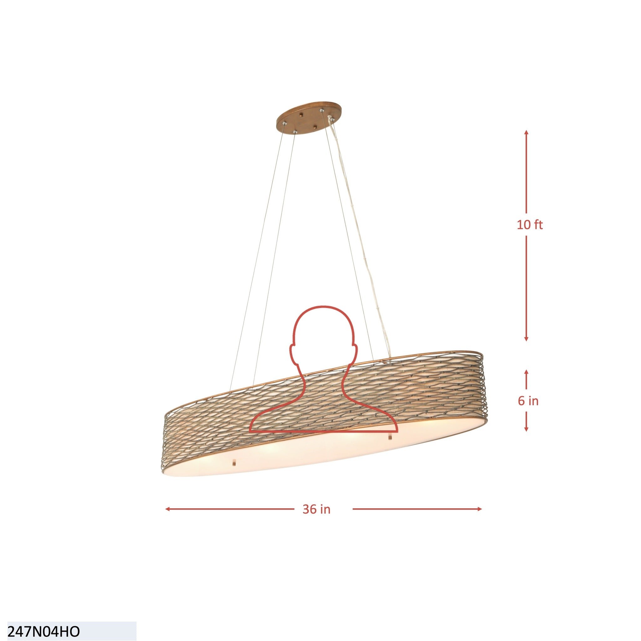 Flow 4 Light Oval Linear Pendant w/Fabric Shade - Hammered Ore