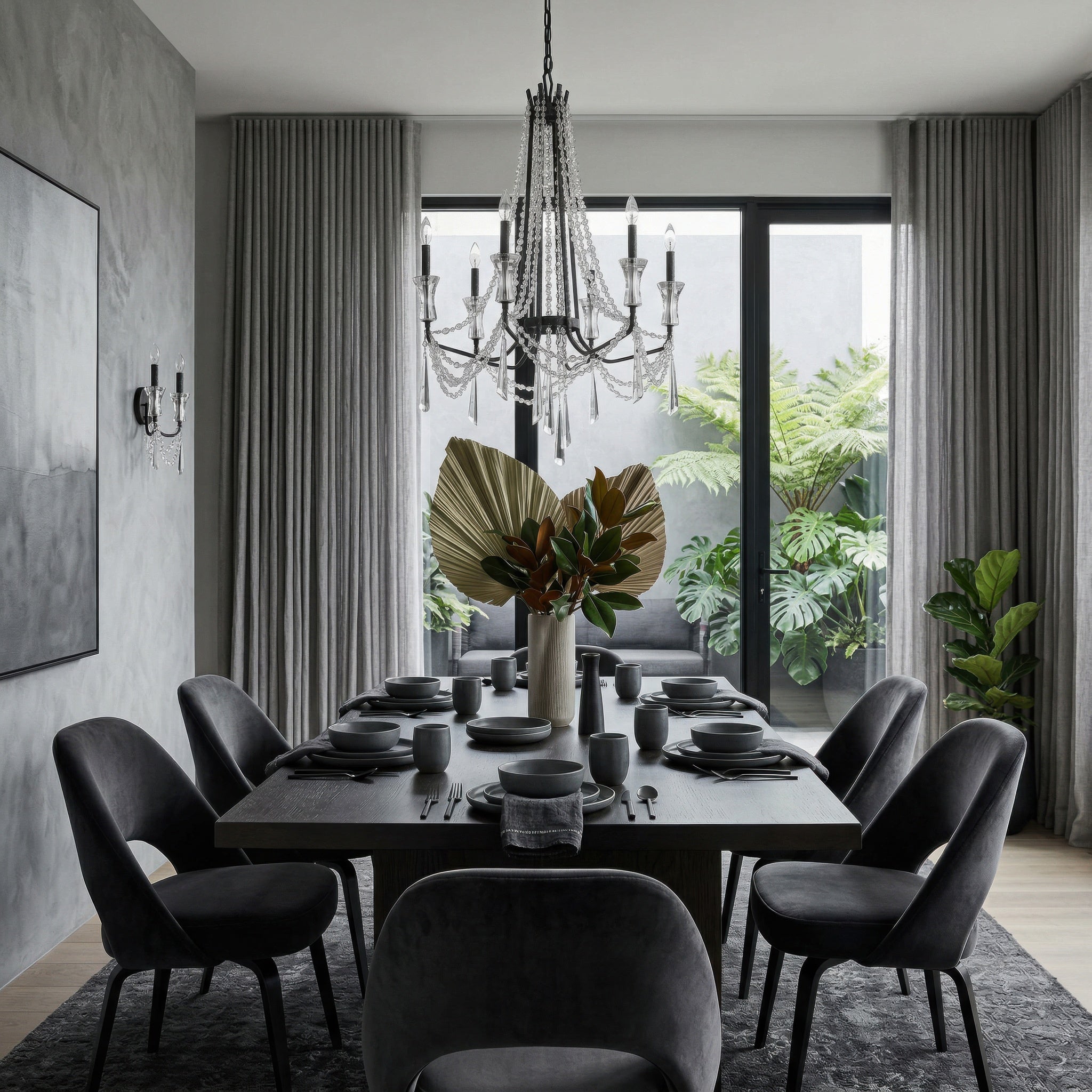 Barcelona 6 Light Crystal Chandelier - Onyx