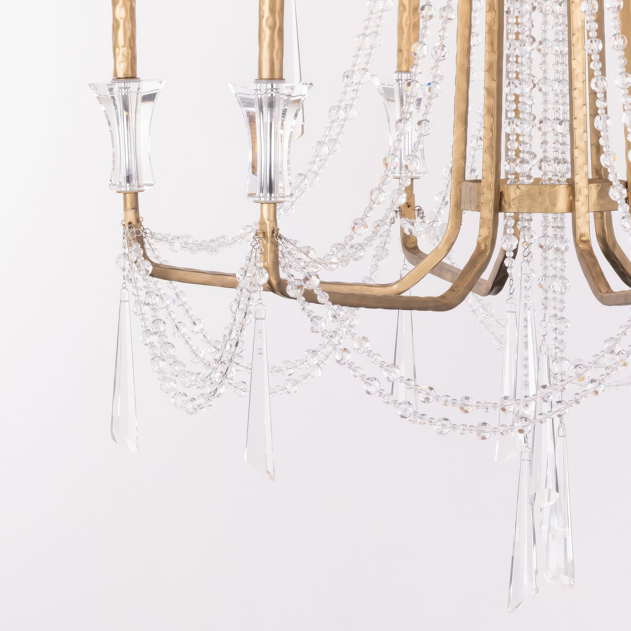Barcelona 9 Light 2-Tier Crystal Chandelier - Brass Kisser