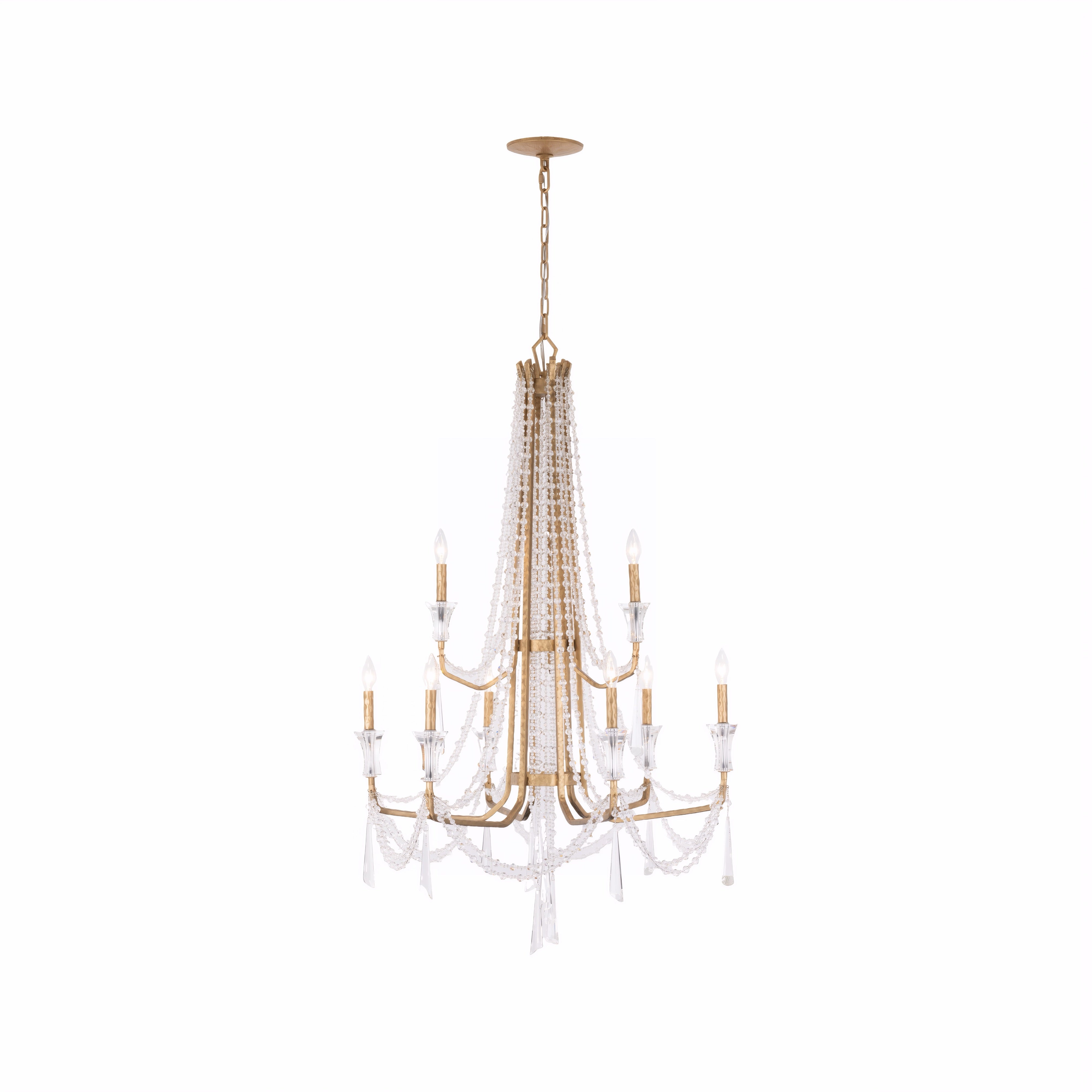 Barcelona 9 Light 2-Tier Chandelier - Brass Kisser