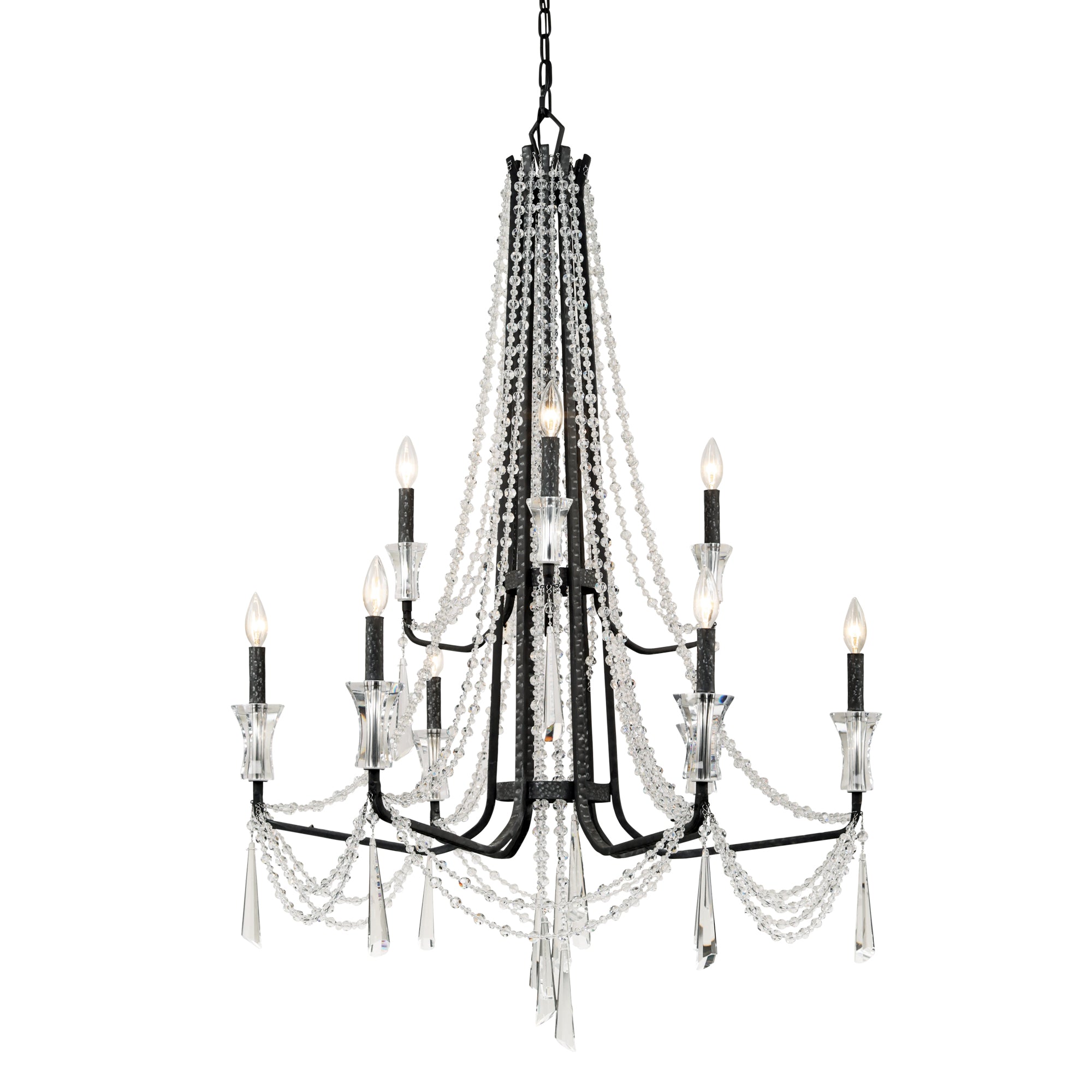 Barcelona 9-Light 2-Tier Crystal Chandelier - Onyx