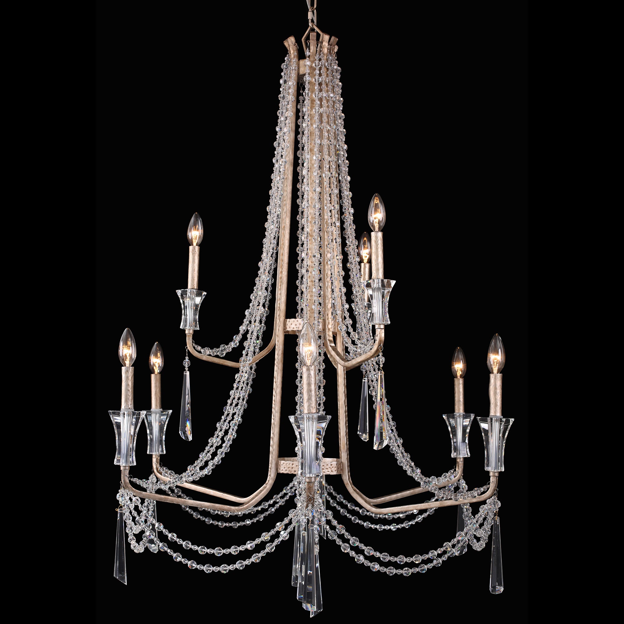Barcelona 9-Light 2-Tier Crystal Chandelier - Transcend Silver