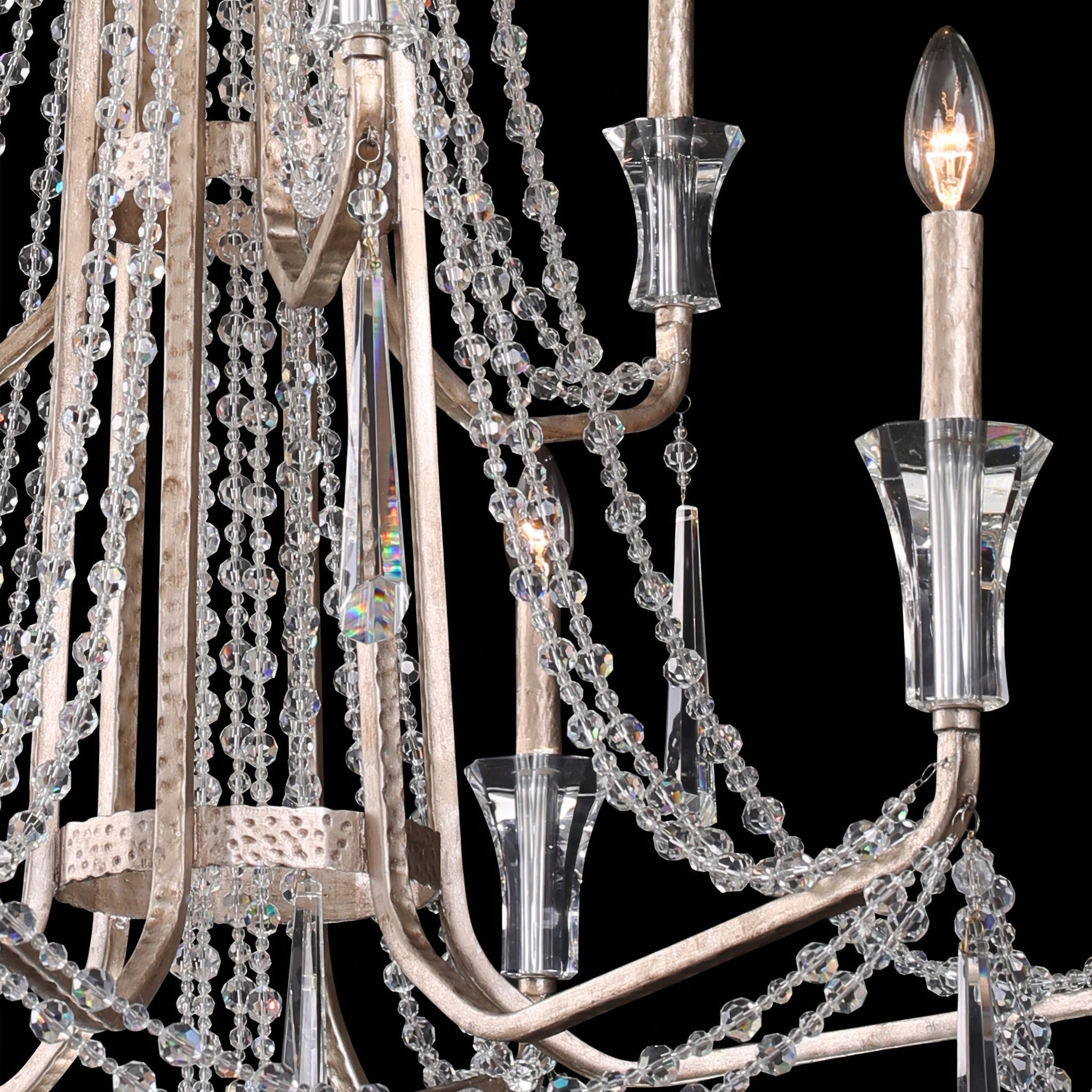 Barcelona 9 Light 2-Tier Crystal Chandelier - Transcend Silver