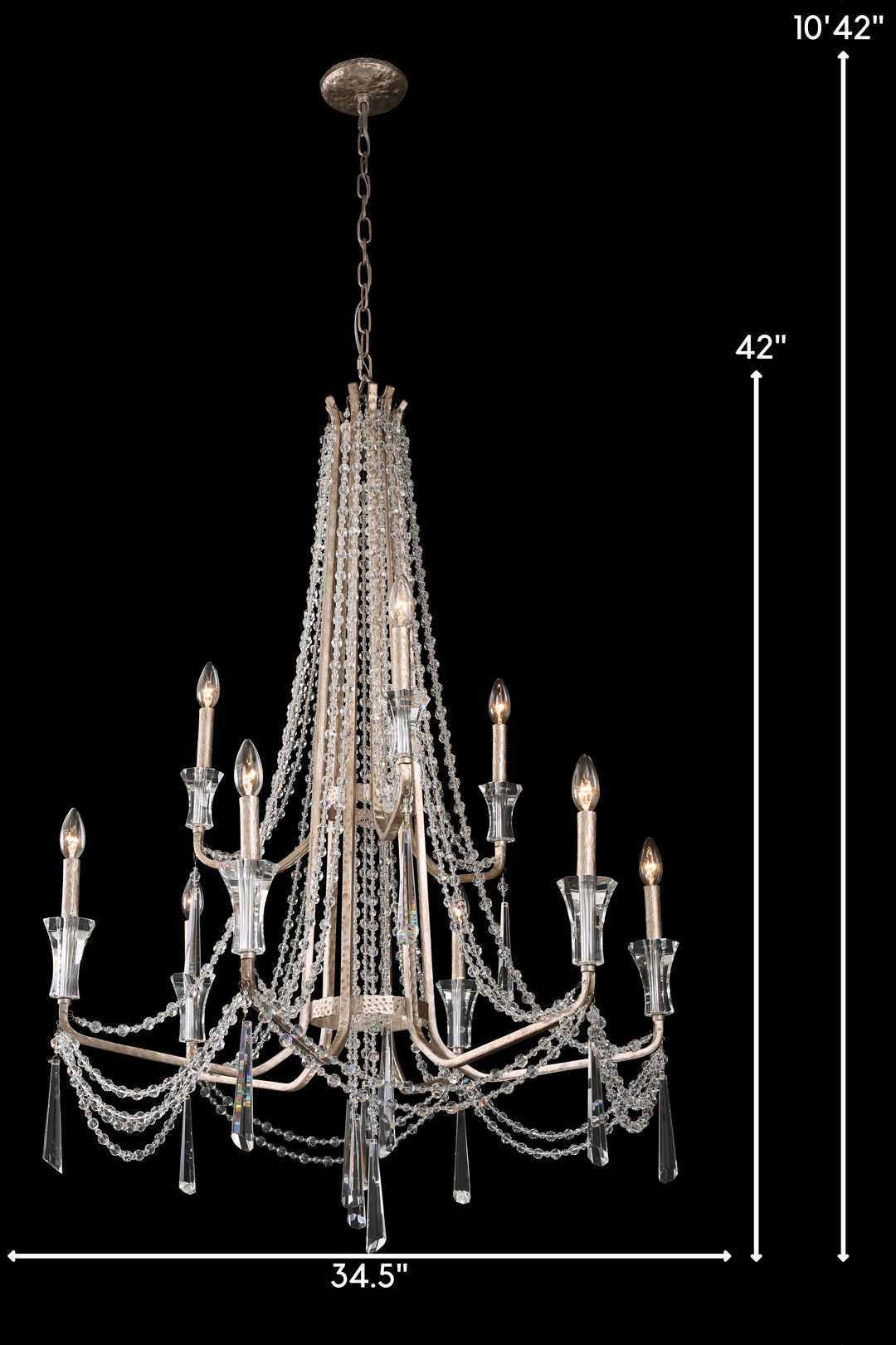 Barcelona 270C09TR 9-Light Chandelier - Transcend Silver